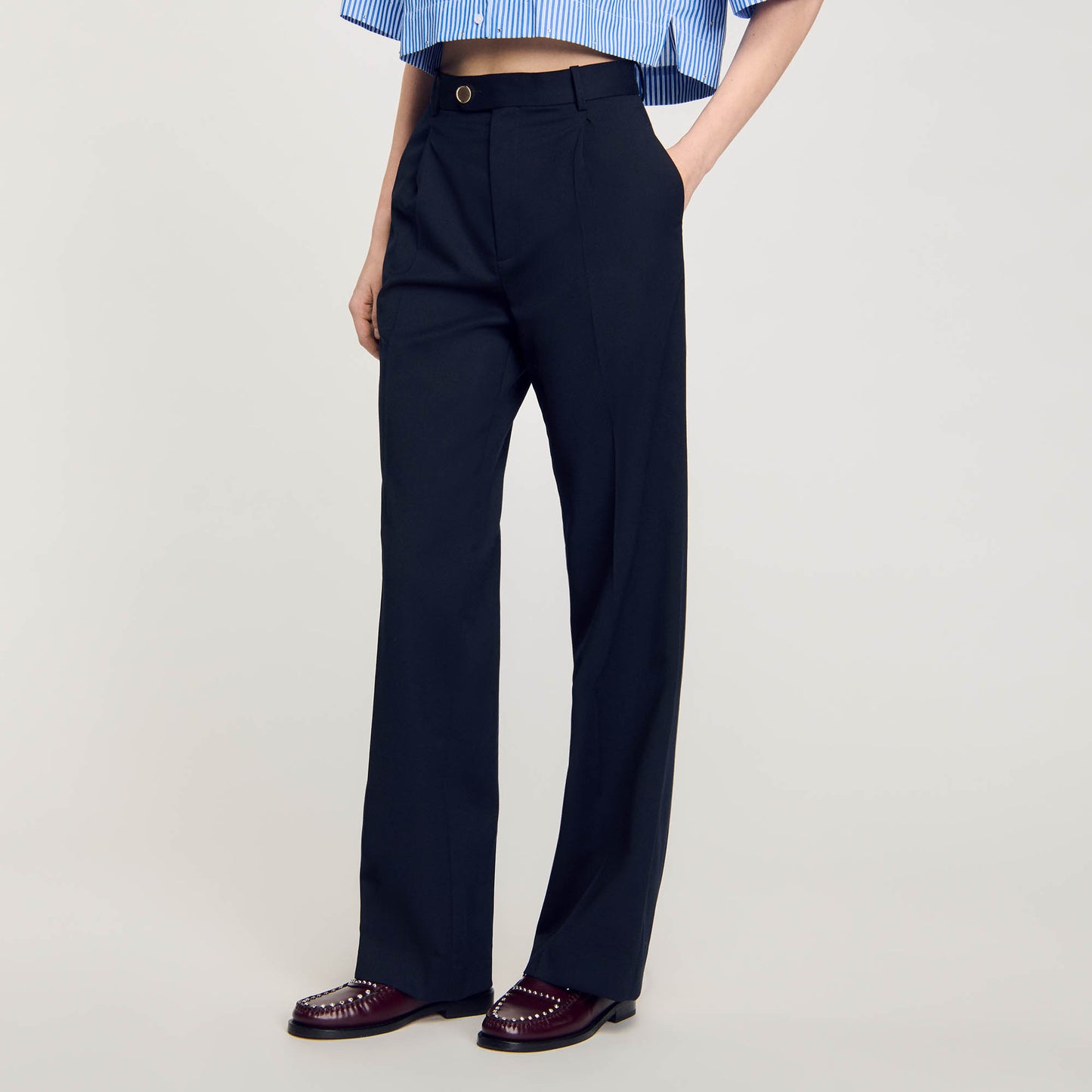 Wool Trousers Navy Blue