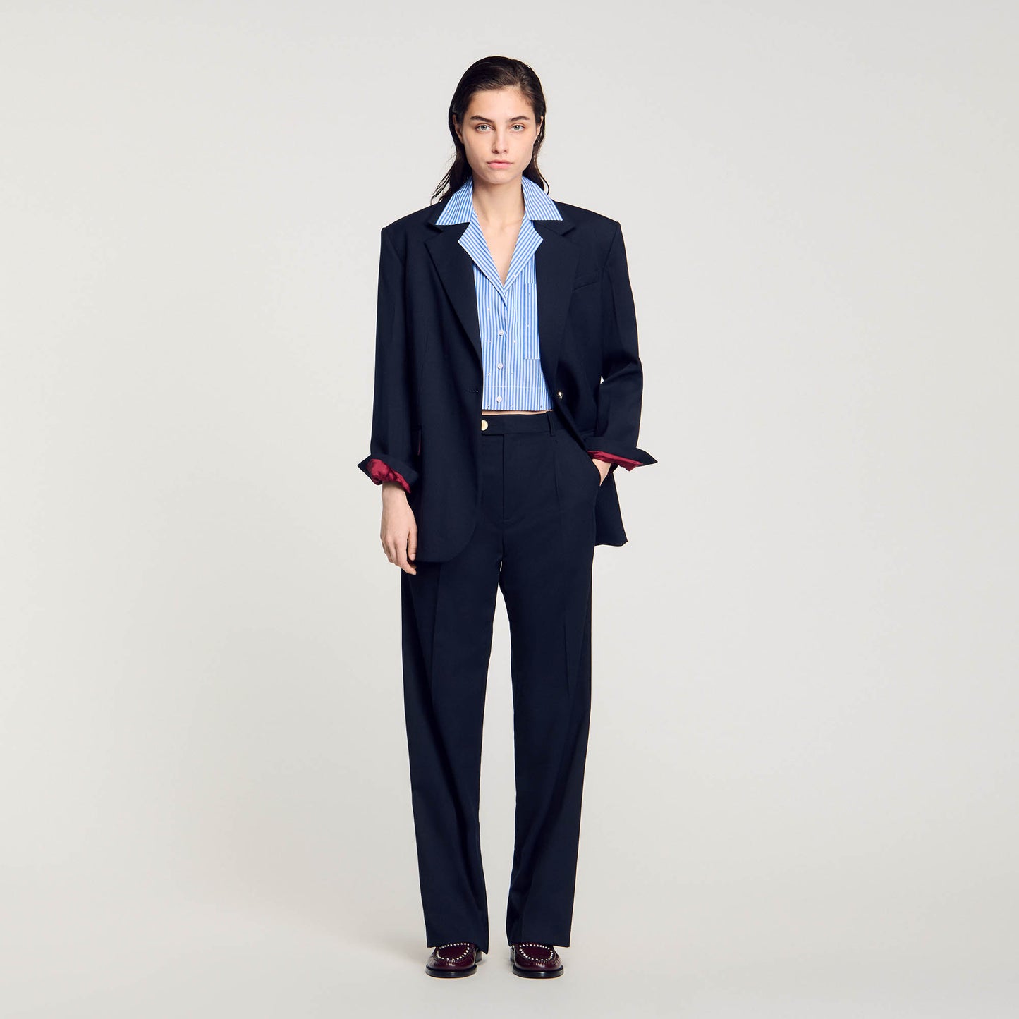 Wool Trousers Navy Blue