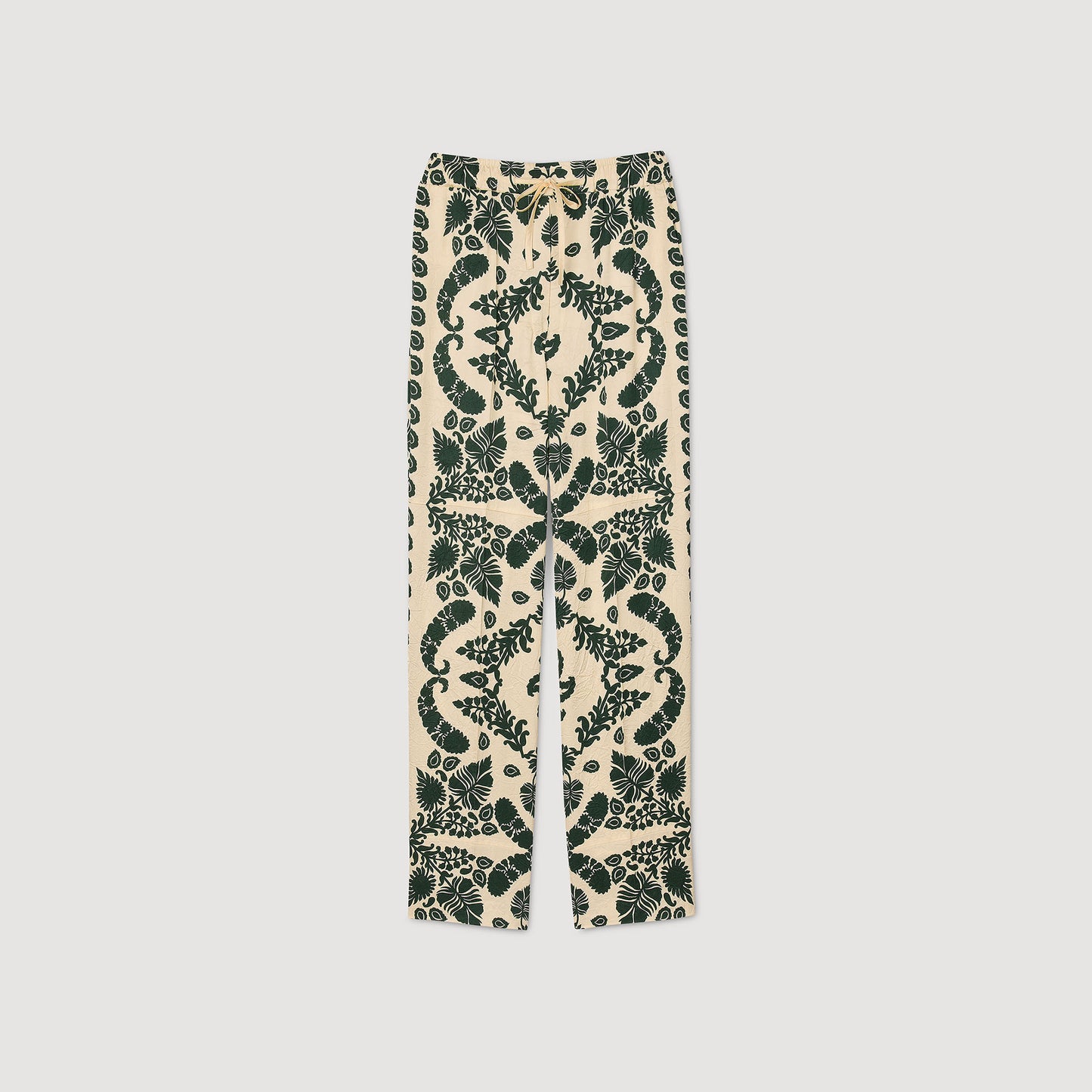 Floral Trousers Ecru / Green