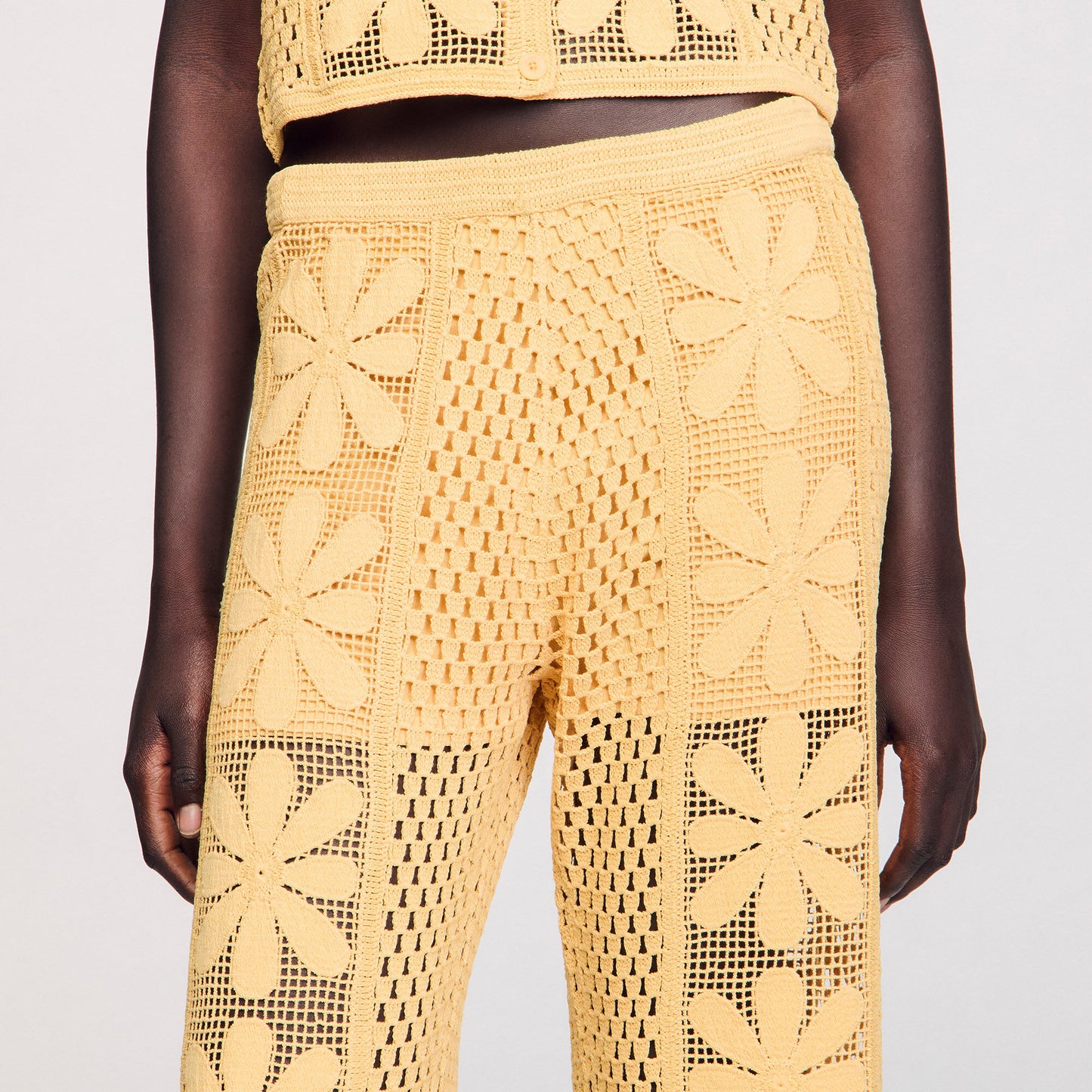 Loupie Crochet Straight-Leg Trousers Yellow