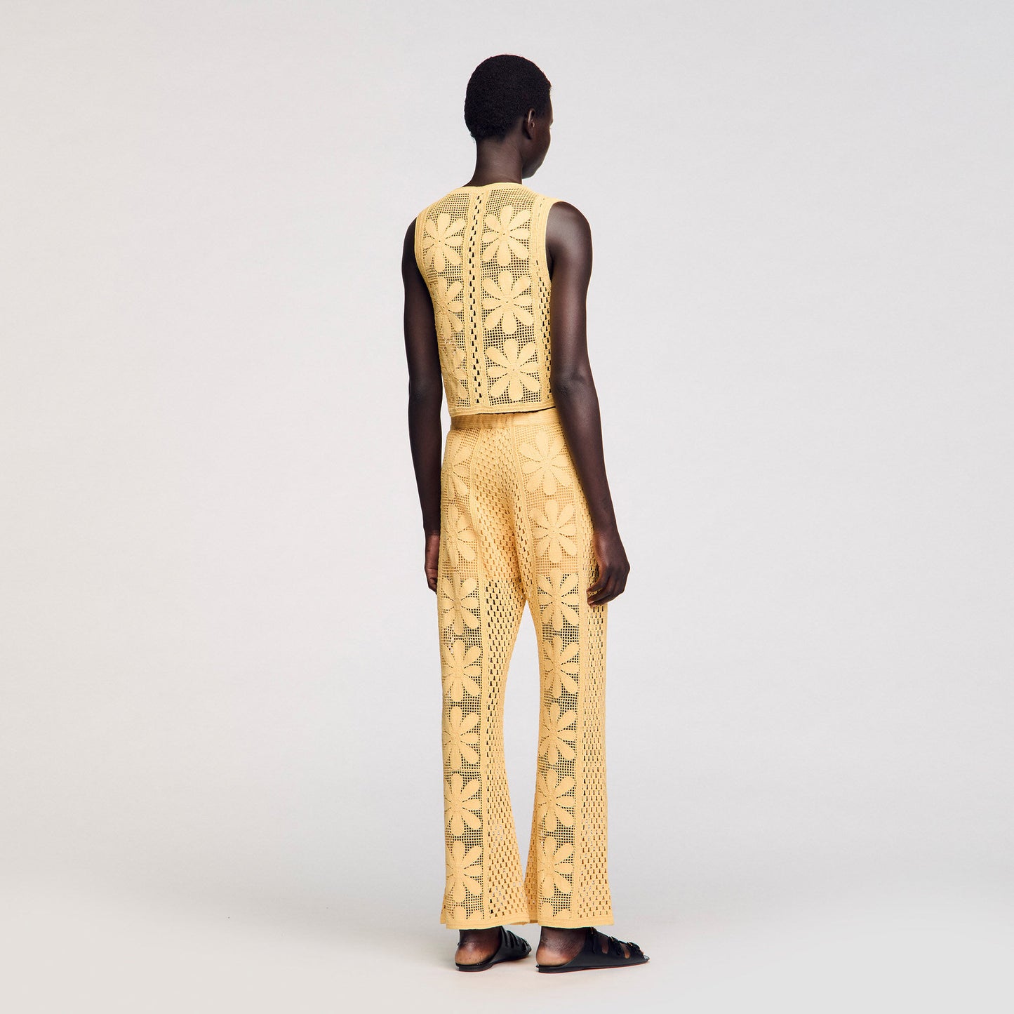 Loupie Crochet Straight-Leg Trousers Yellow