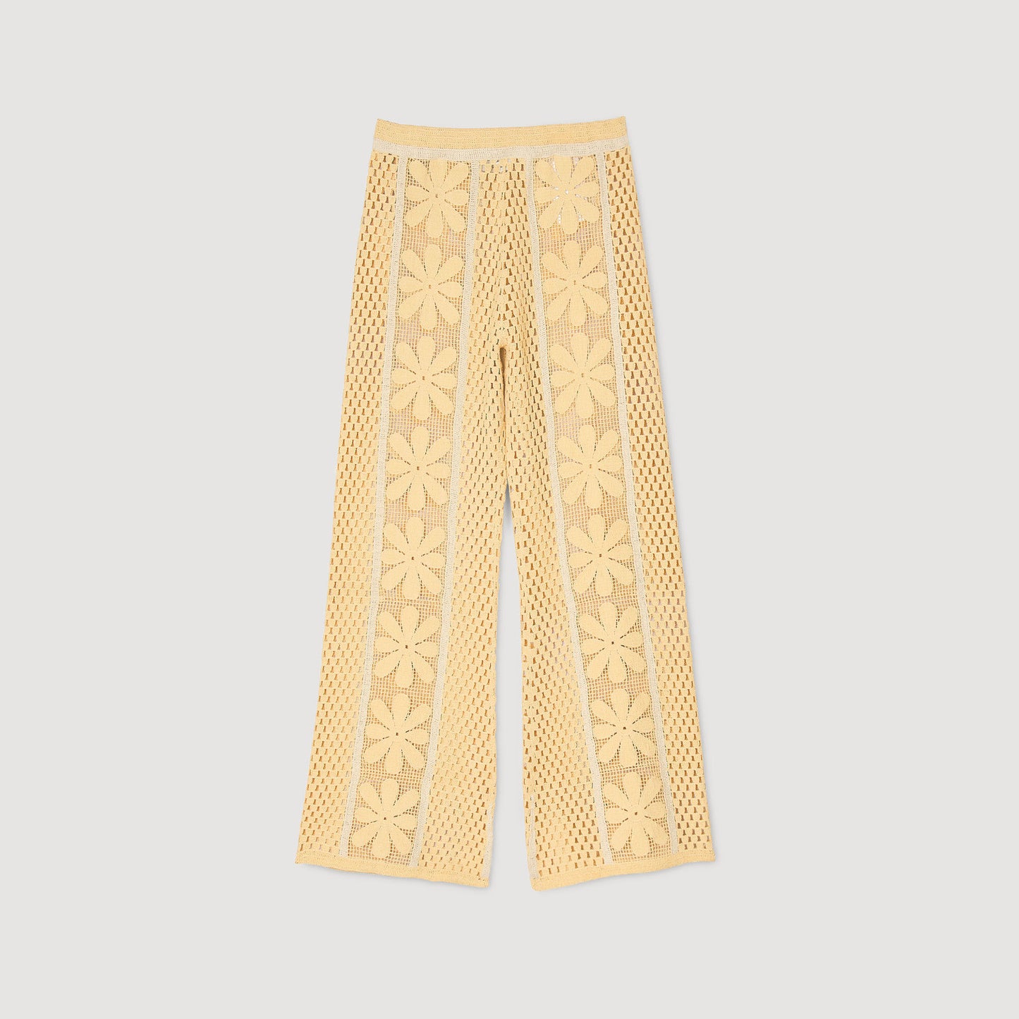Loupie Crochet Straight-Leg Trousers Yellow