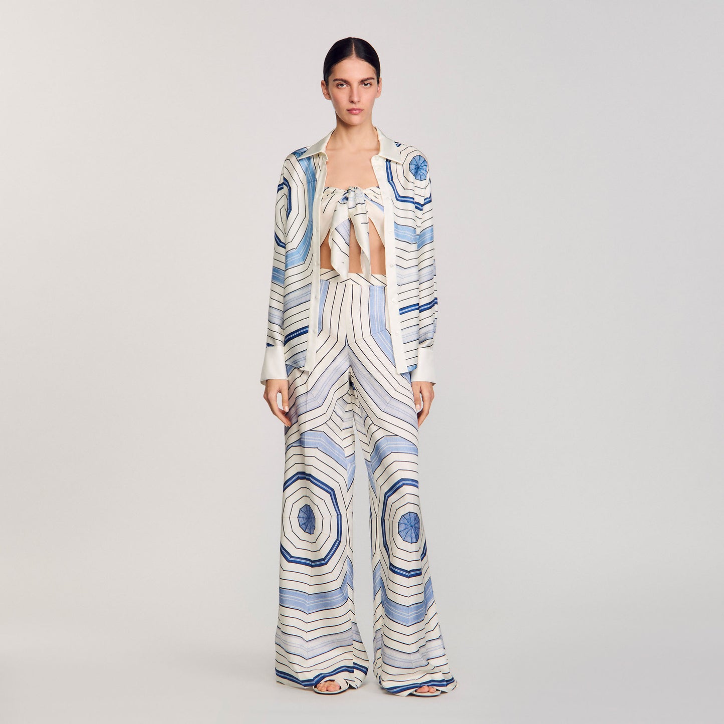 Isidore Pants Spider Blue Printed Trousers Sky Blue