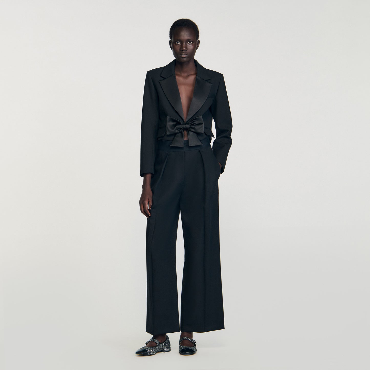 Leandre Wide-Leg Elastic Waist Trousers Black