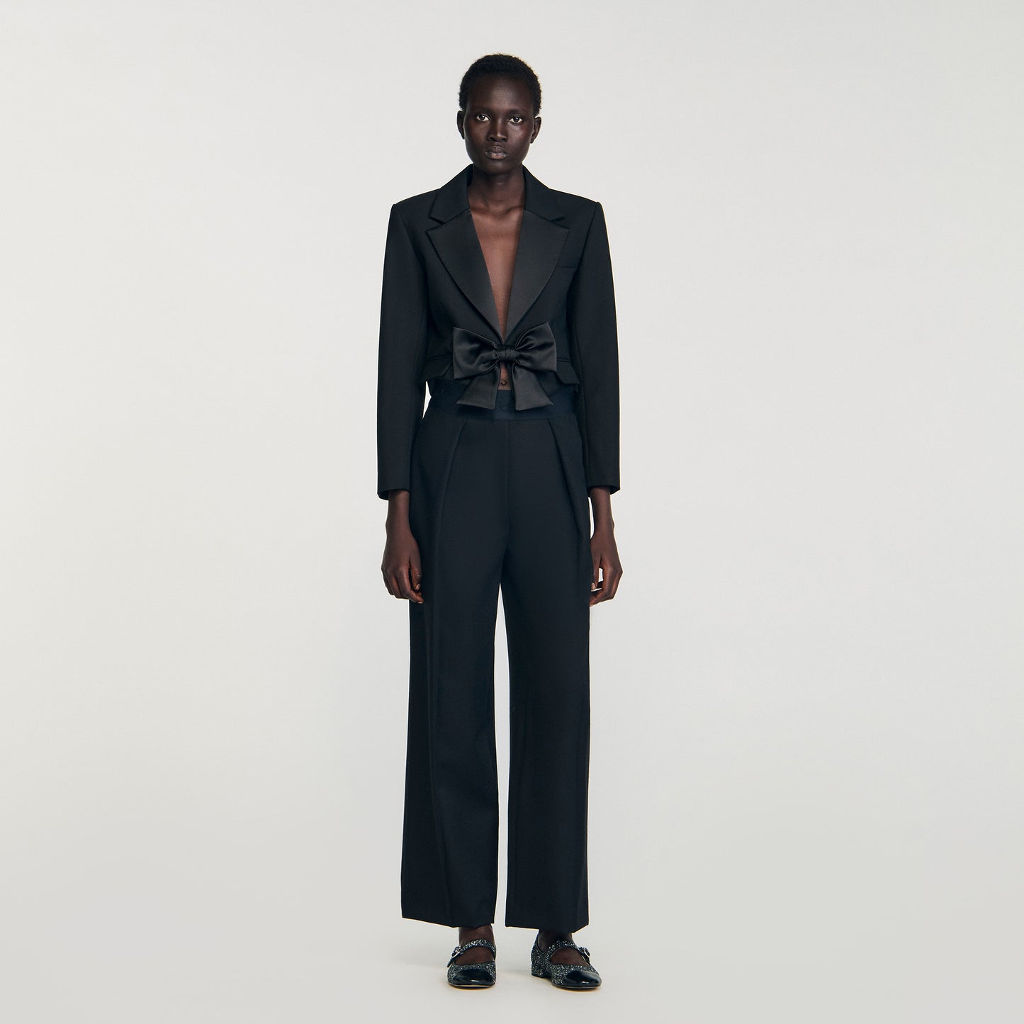 Leandre Wide-Leg Elastic Waist Trousers Black
