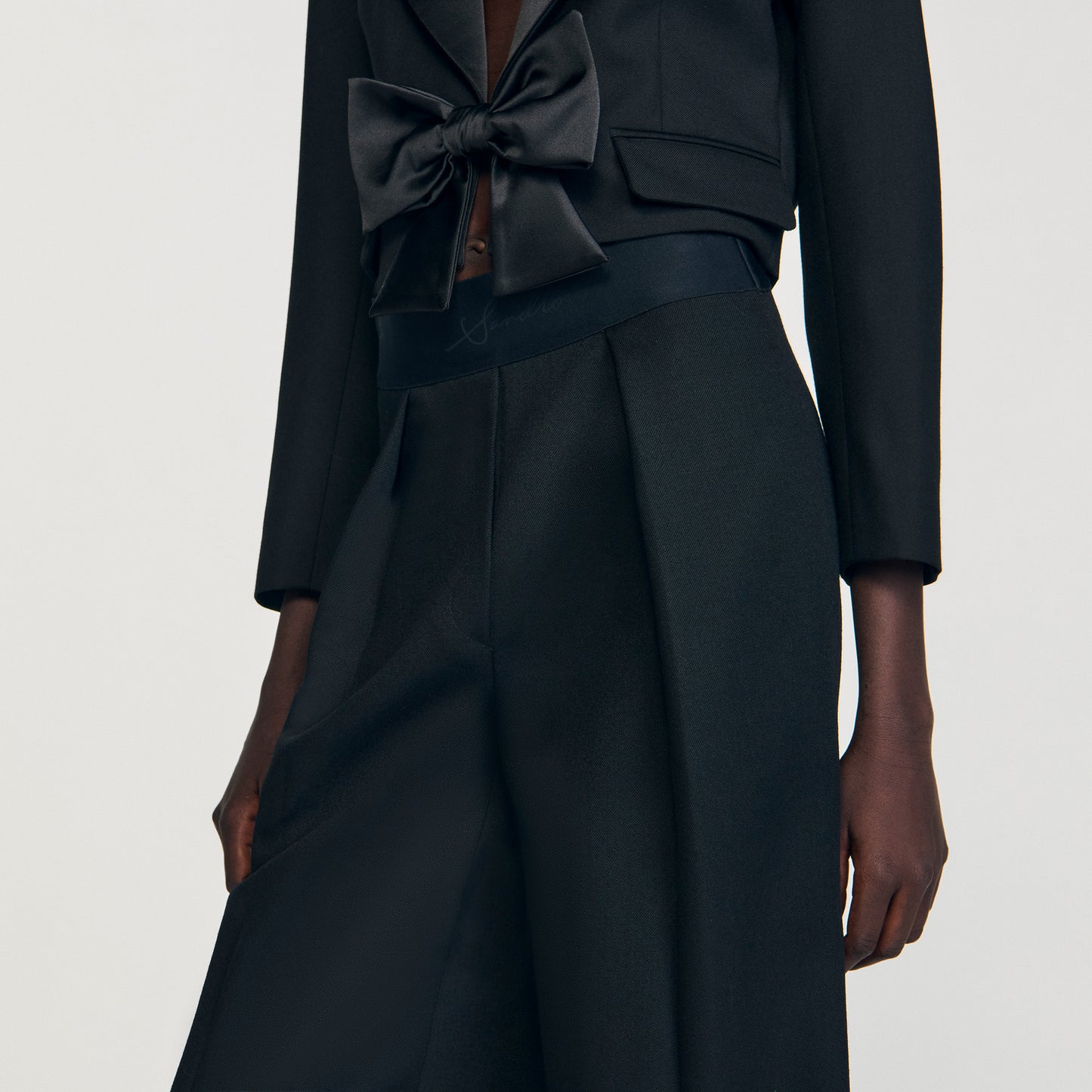 Leandre Wide-Leg Elastic Waist Trousers Black