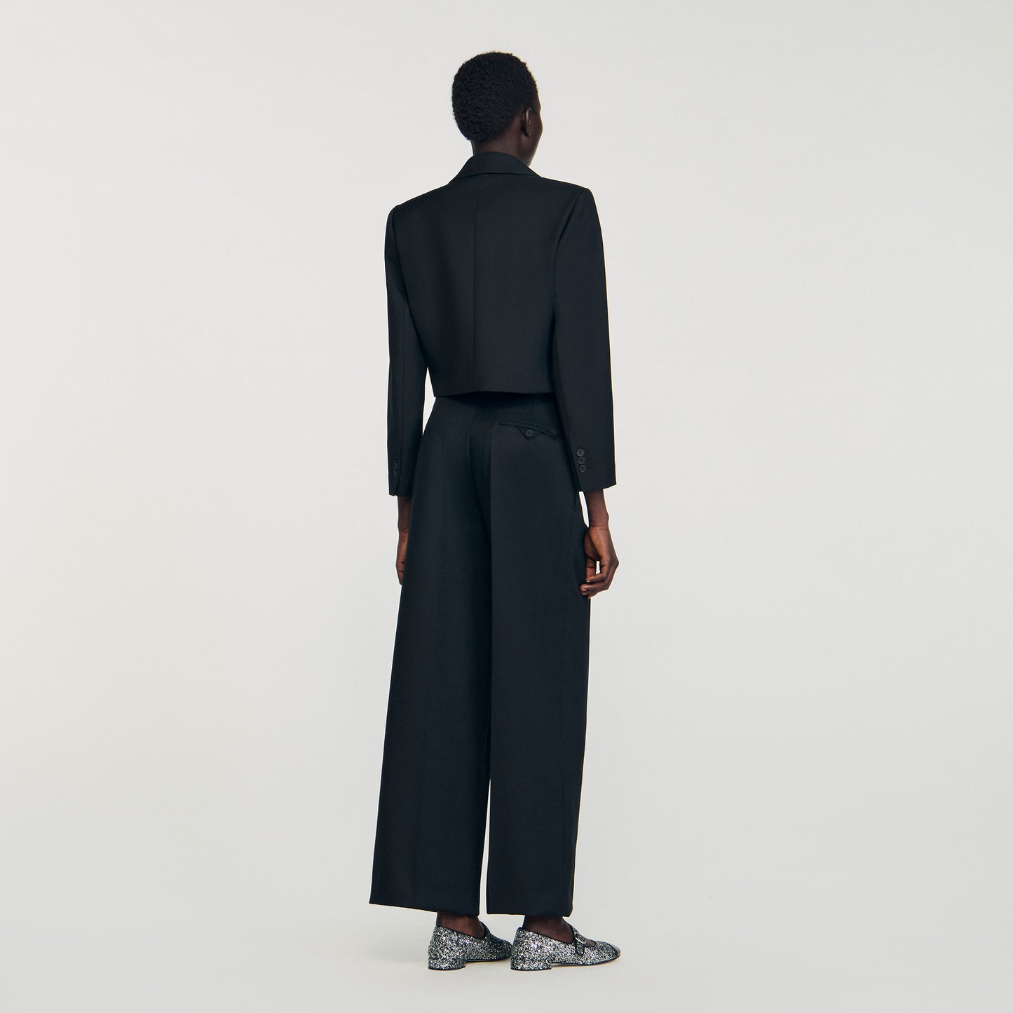 Leandre Wide-Leg Elastic Waist Trousers Black