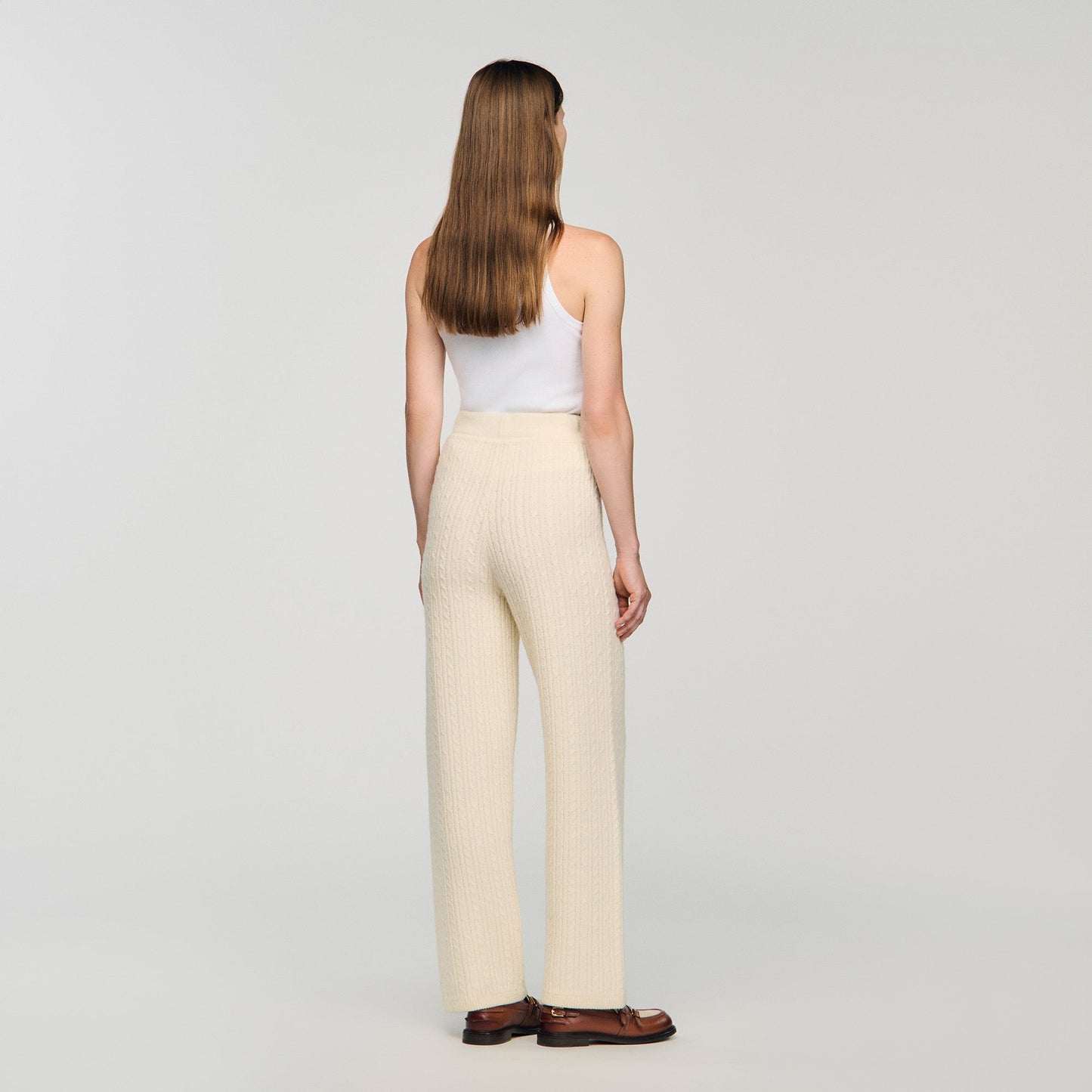 Valaud Cable Knit Trousers Ecru