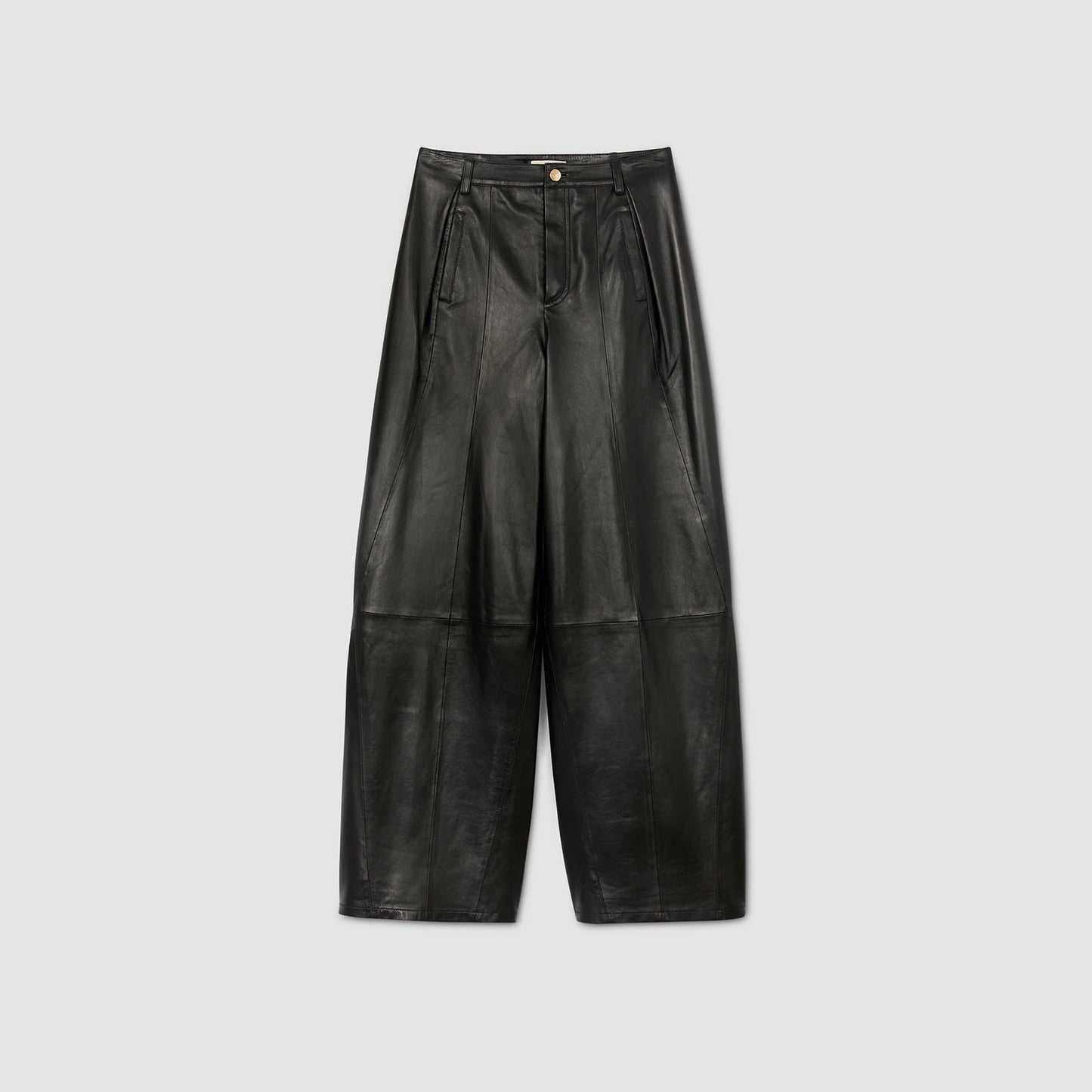 Everlys Wide-Leg Leather Trousers Black