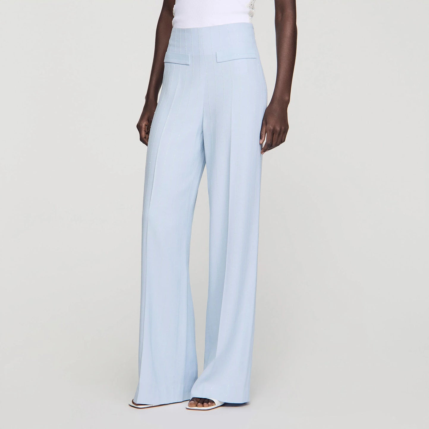 Concorde Striped Sequin Trousers Sky Blue