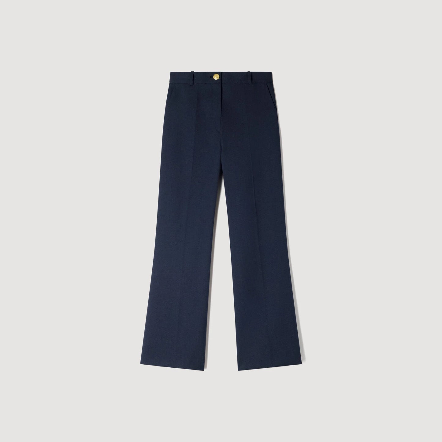 Lionel Wide-Leg Wool Trousers Navy Blue
