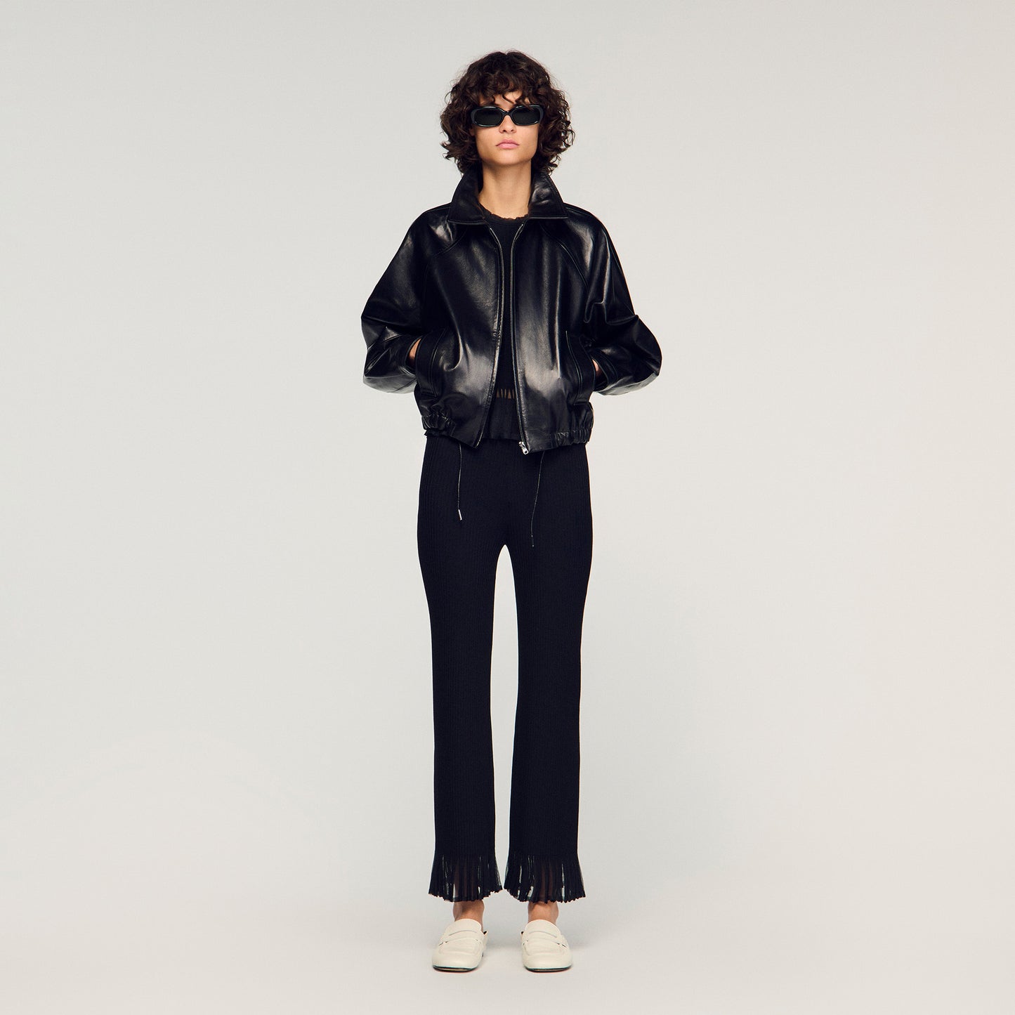 Telor Ruffled Knit Trousers Black
