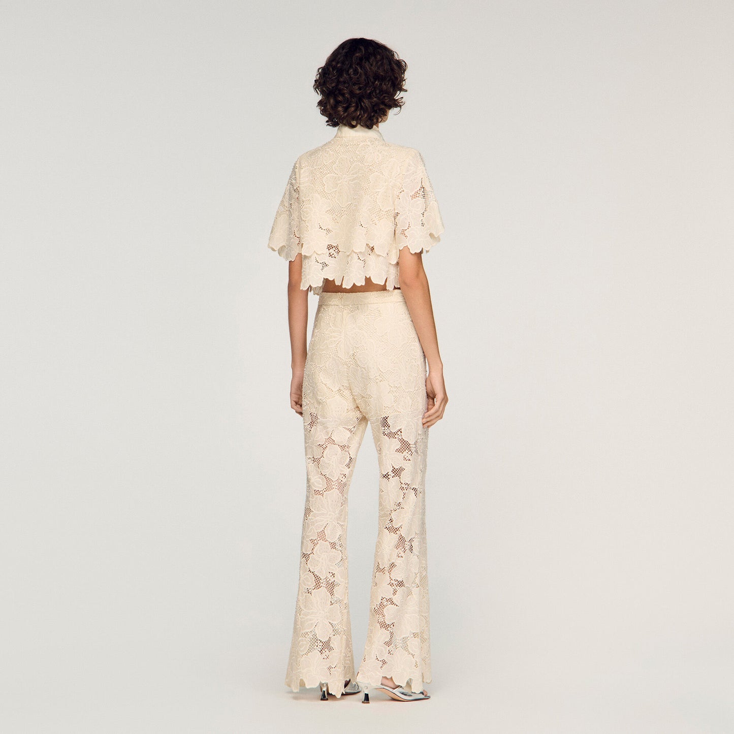 Amani Guipure Lace Trousers Ecru