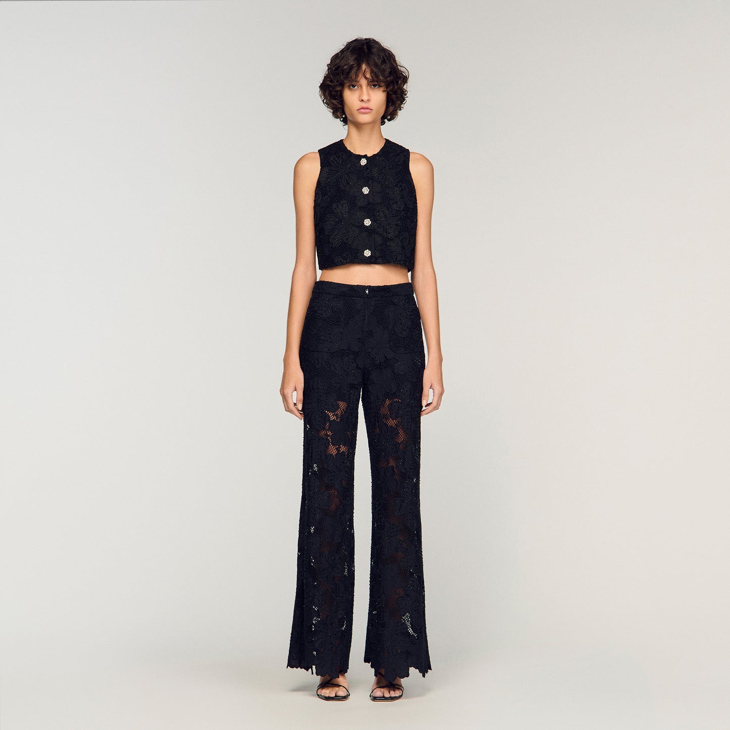Guipure Lace Trousers Black