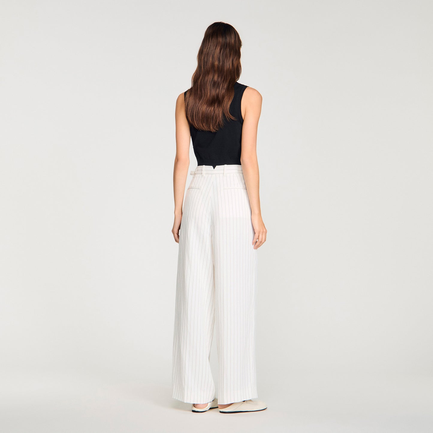 Striped Suit Trousers Ecru Black