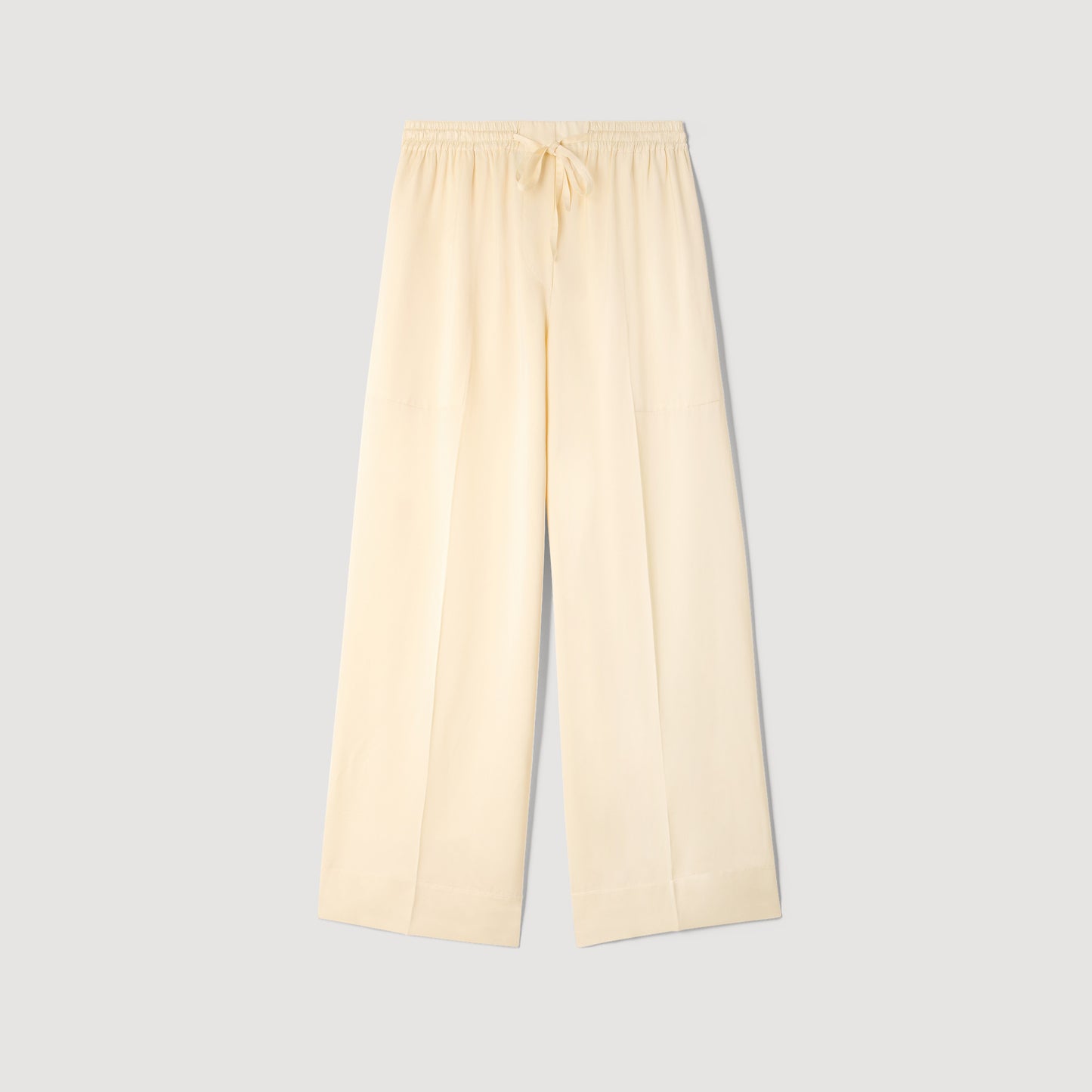 Talia Satin Wide-Leg Trousers Light Yellow