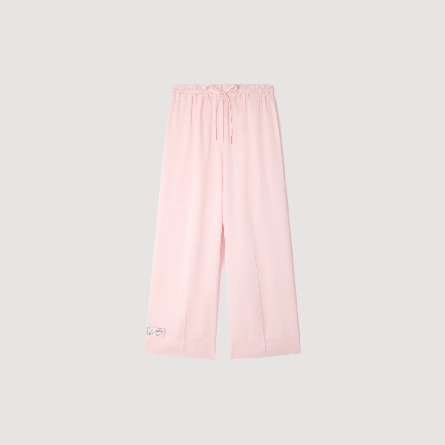 Satin Wide Leg Trousers Light Pink