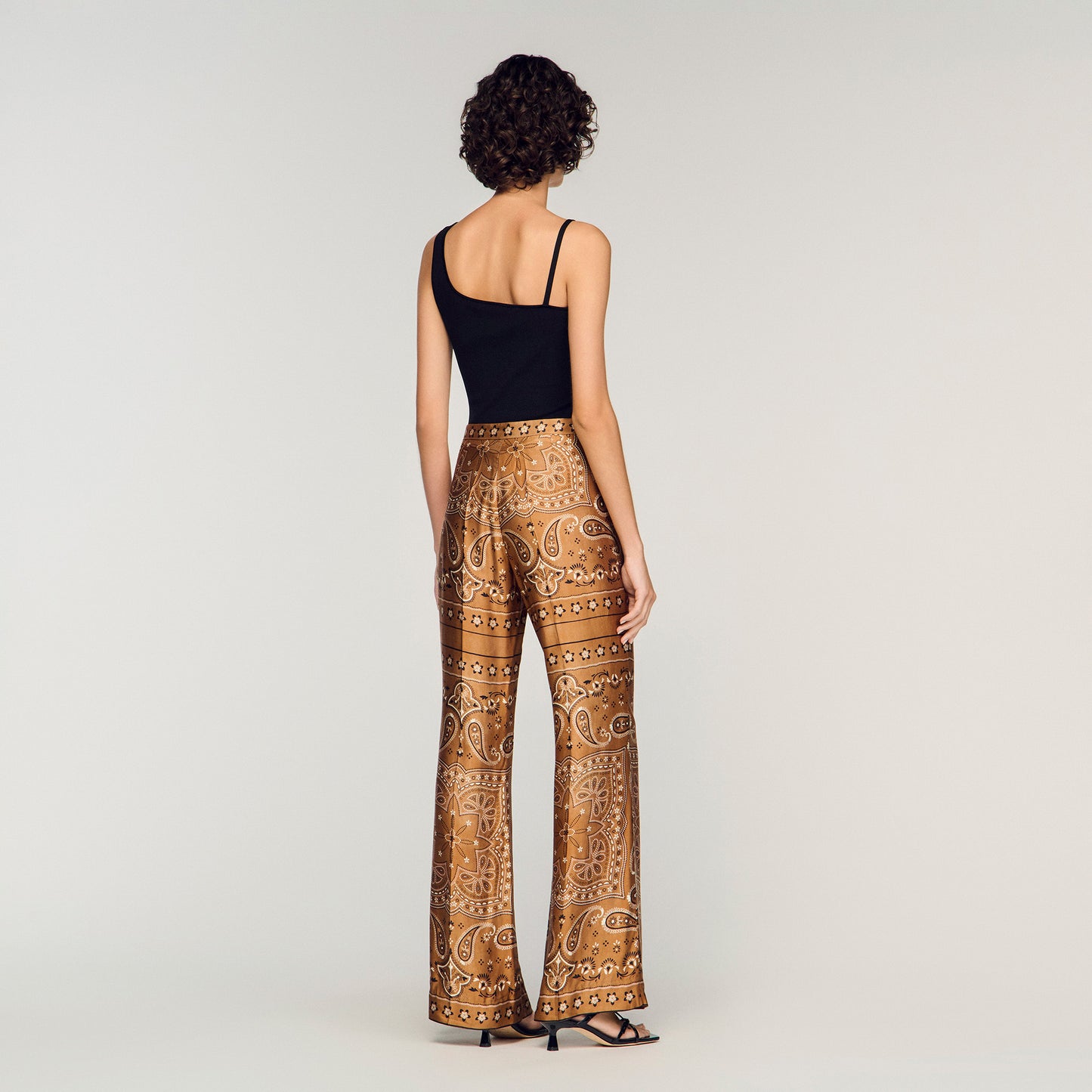 Bandana Print Floaty Trousers Brown Black
