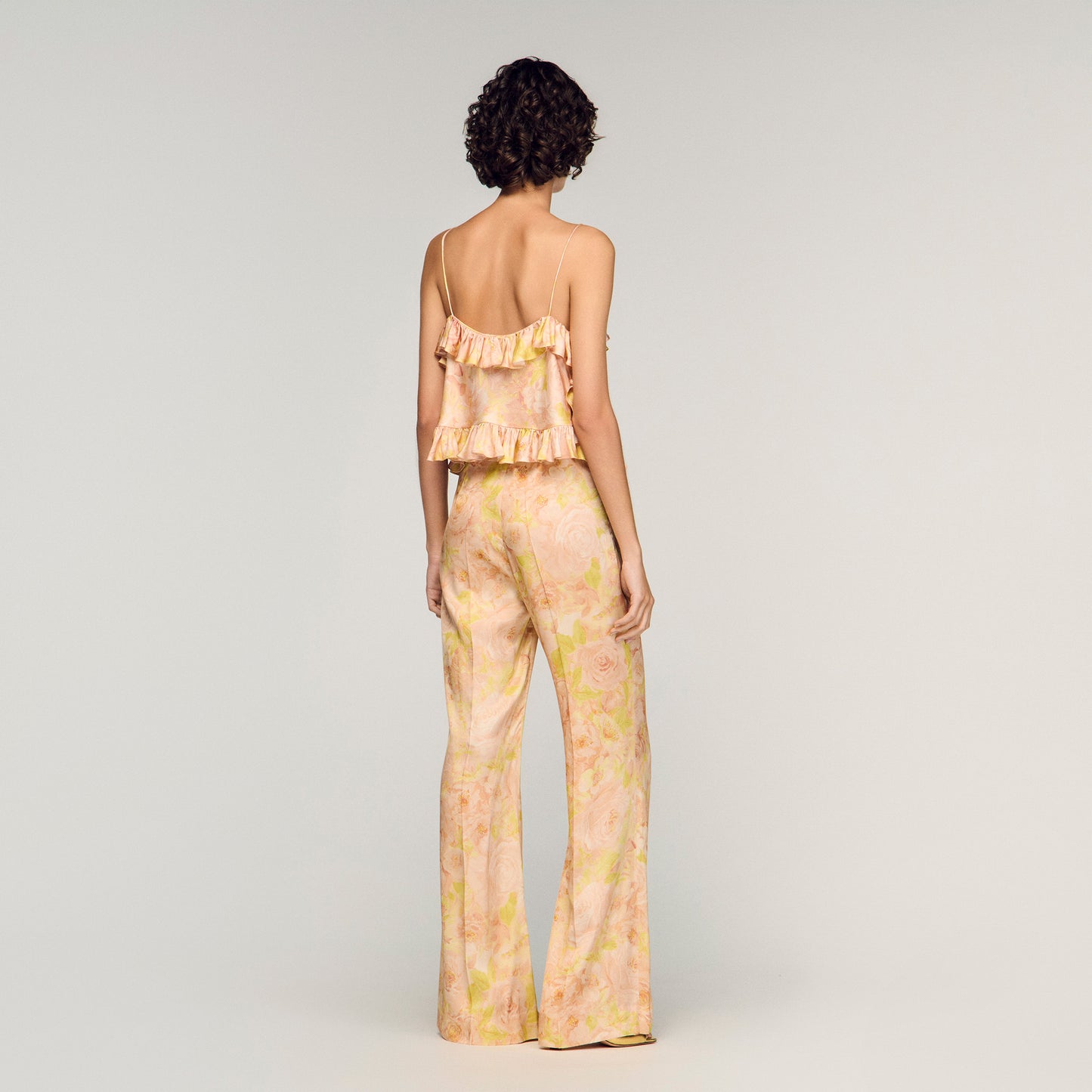 Floral Print Floaty Trousers Pink Green