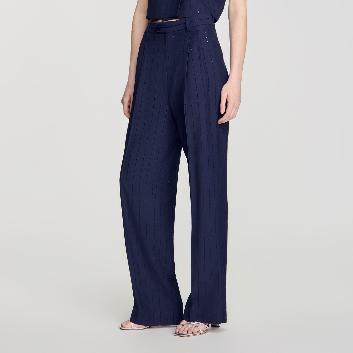 Mabillon Striped sequin trousers Dark Navy