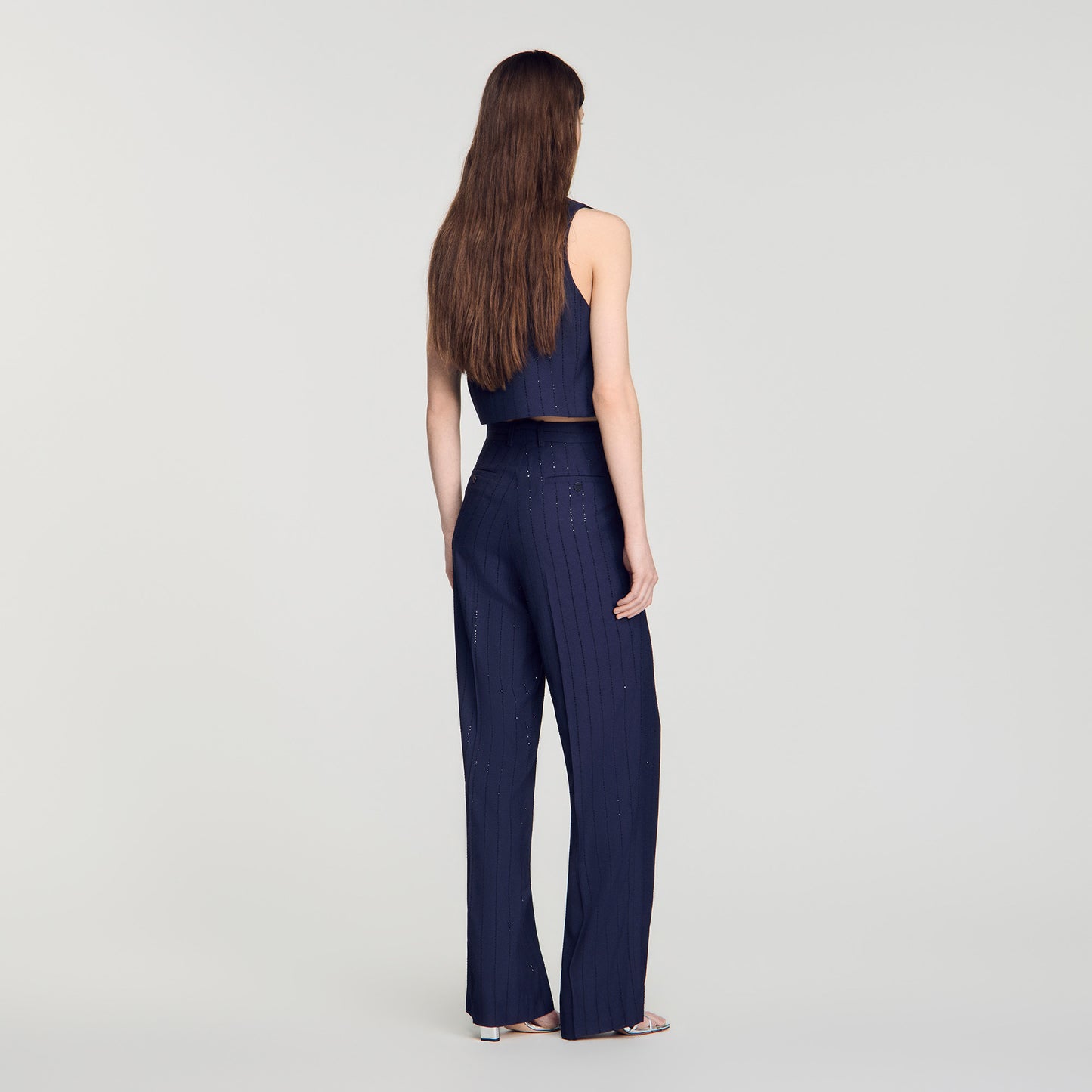 Mabillon Striped sequin trousers Dark Navy