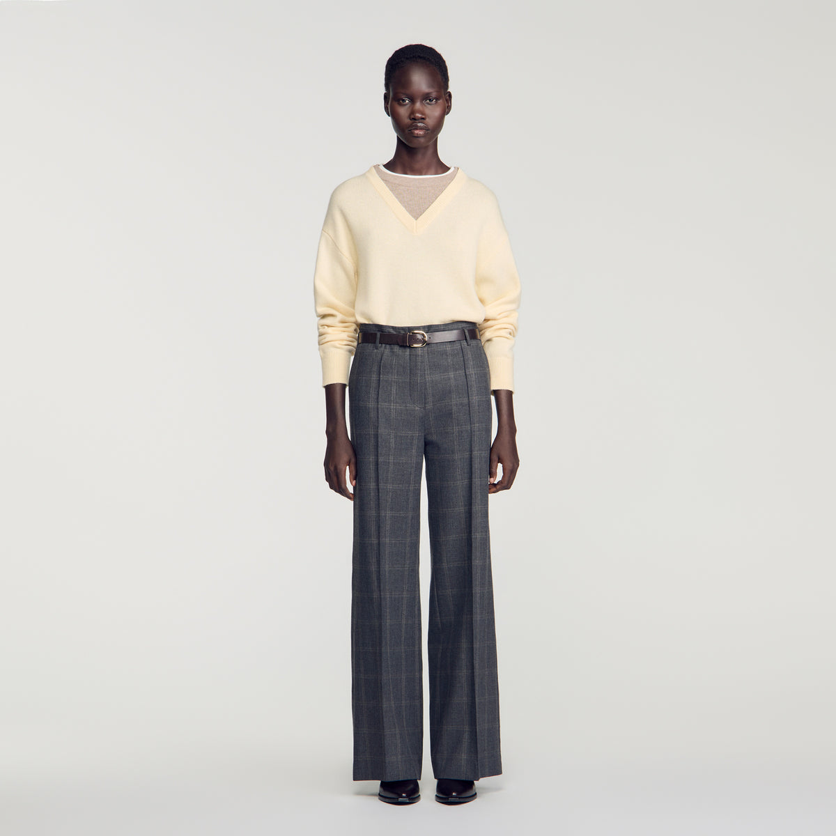 Colton Checked straight-leg trousers Grey