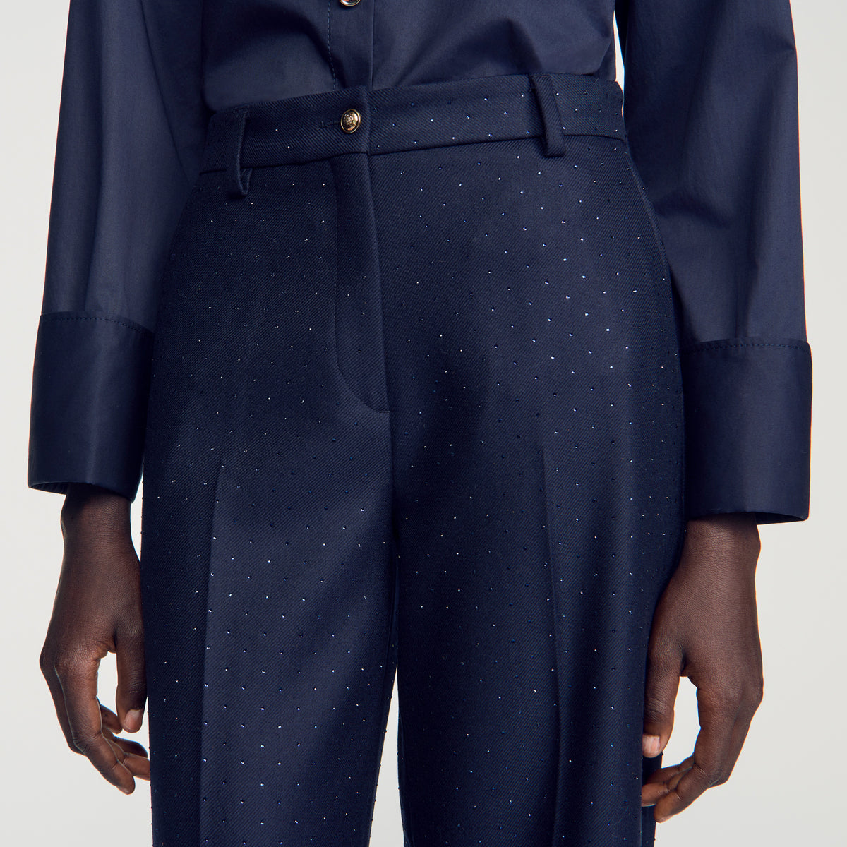Ellington Rhinestone straight-leg trousers Navy Blue