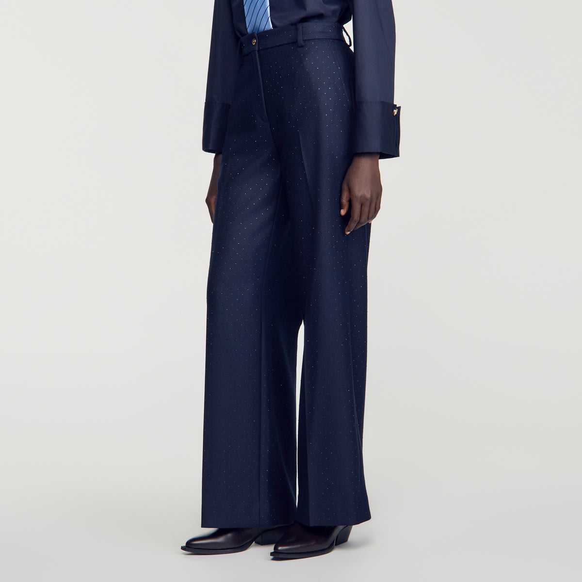 Ellington Rhinestone straight-leg trousers Navy Blue