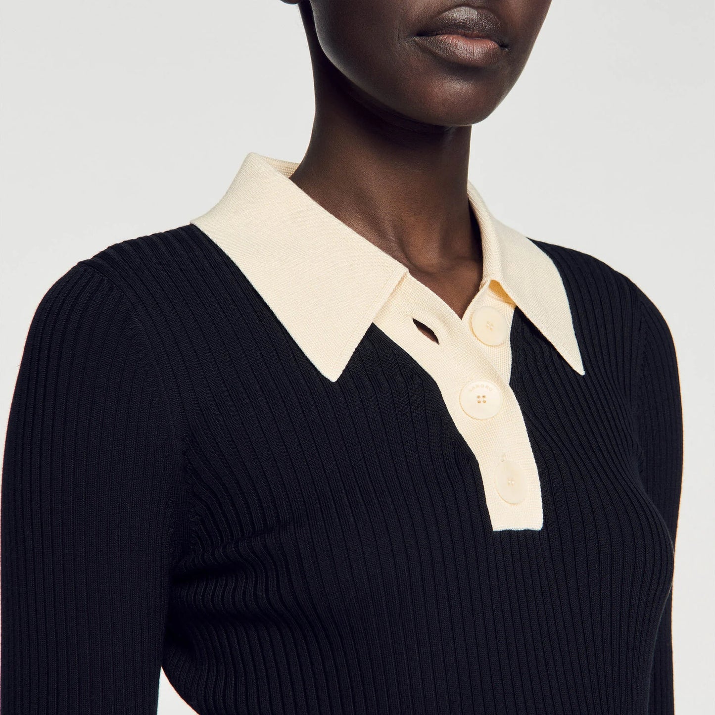 Knit Polo Shirt Jumper Black