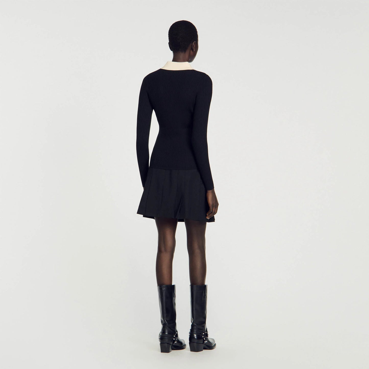 Knit Polo Shirt Jumper Black