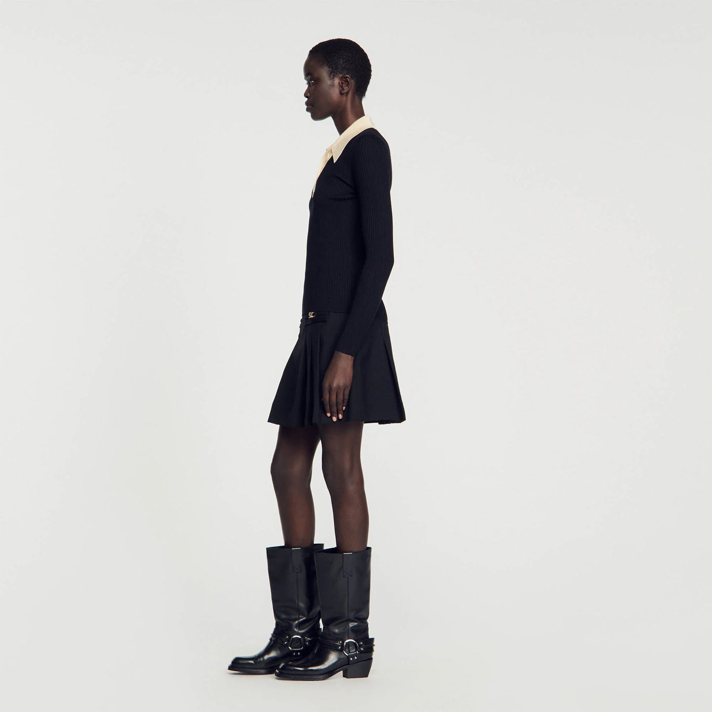 Knit Polo Shirt Jumper Black