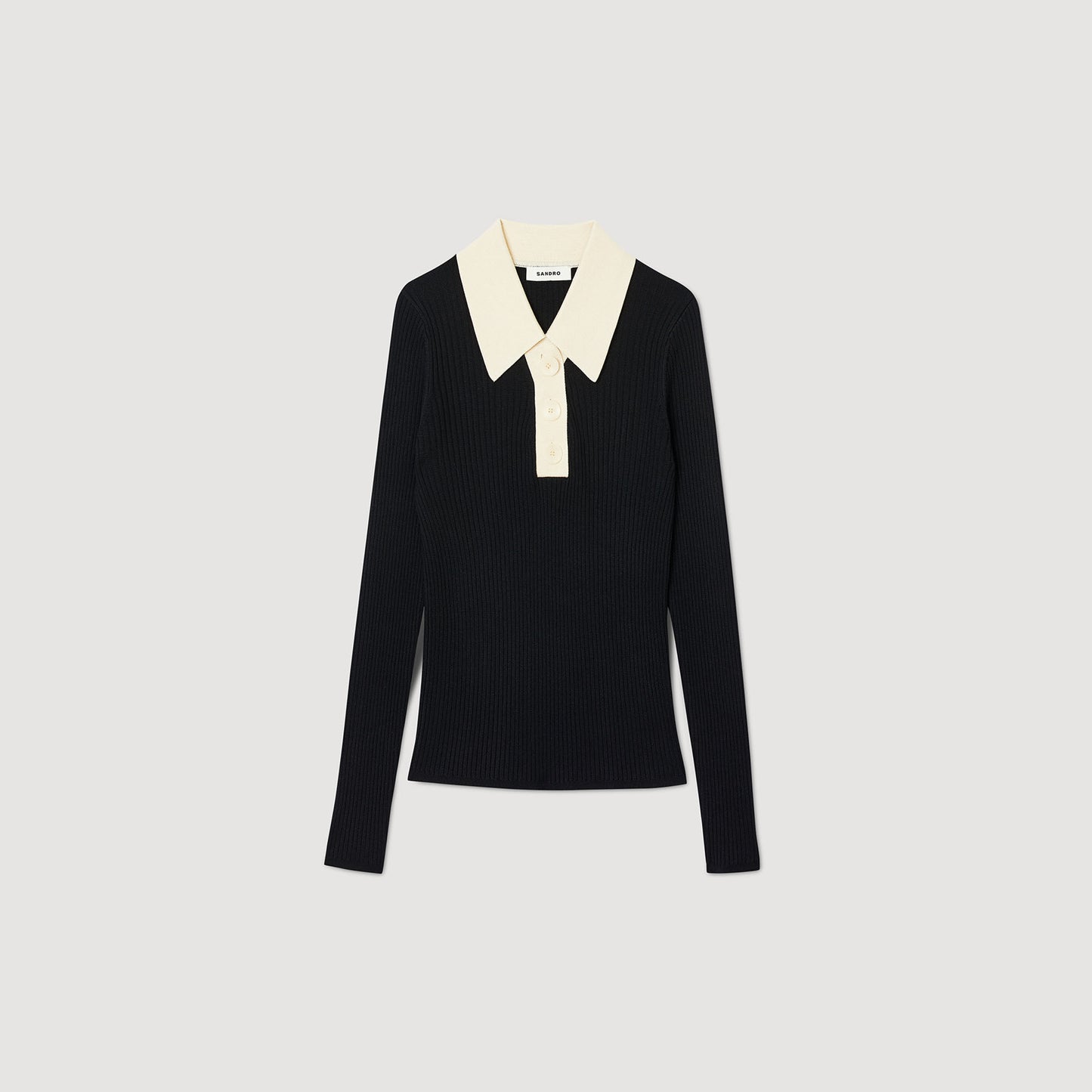 Knit Polo Shirt Jumper Black
