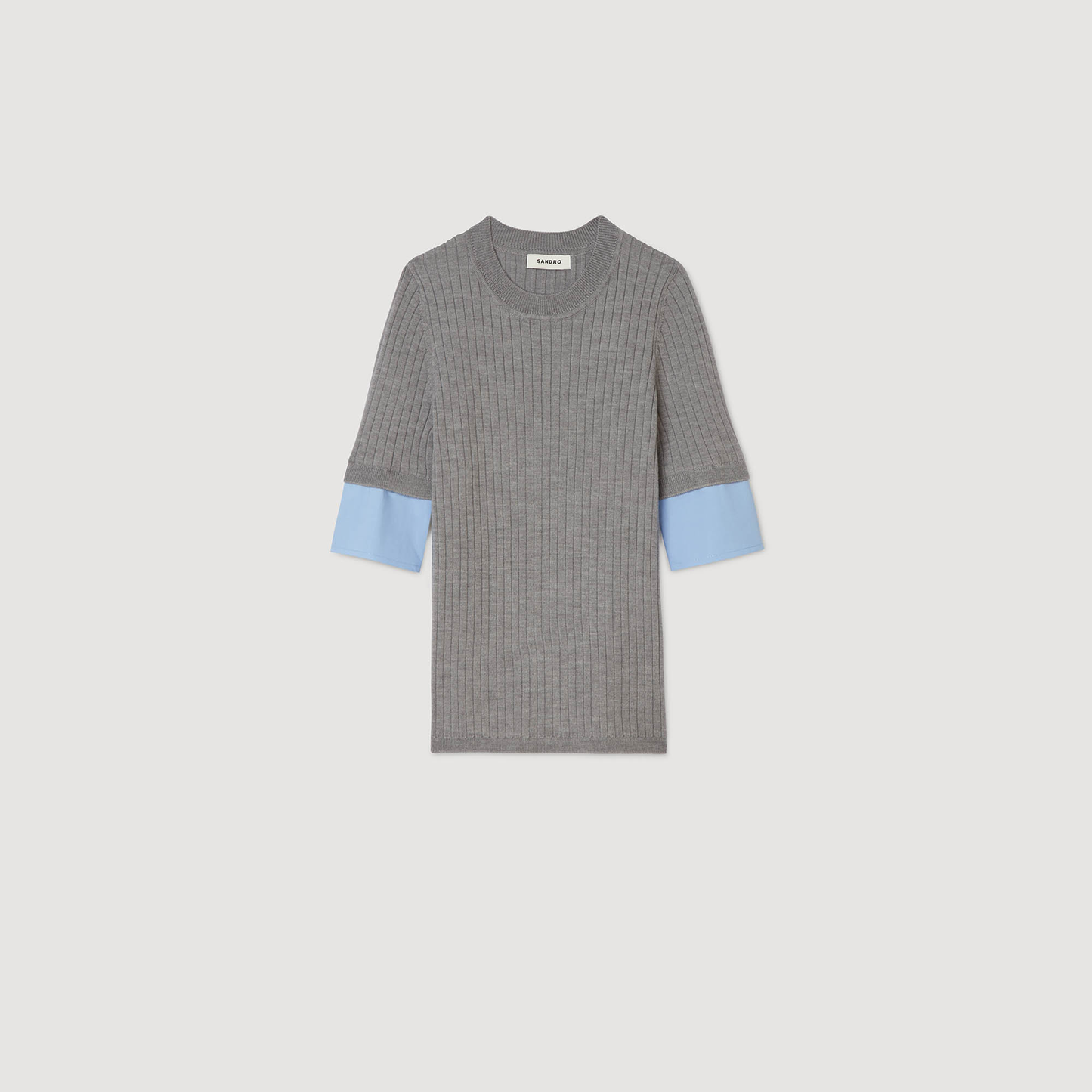 Valence Jumper With Contrast Short Sleeves Grey