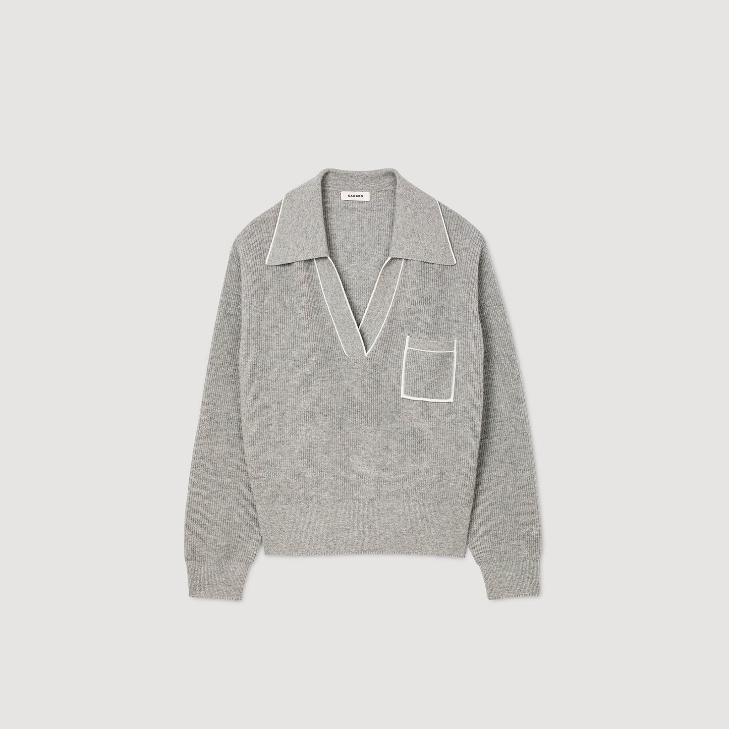 Berlin Open Polo-Collar Neck Jumper Grey