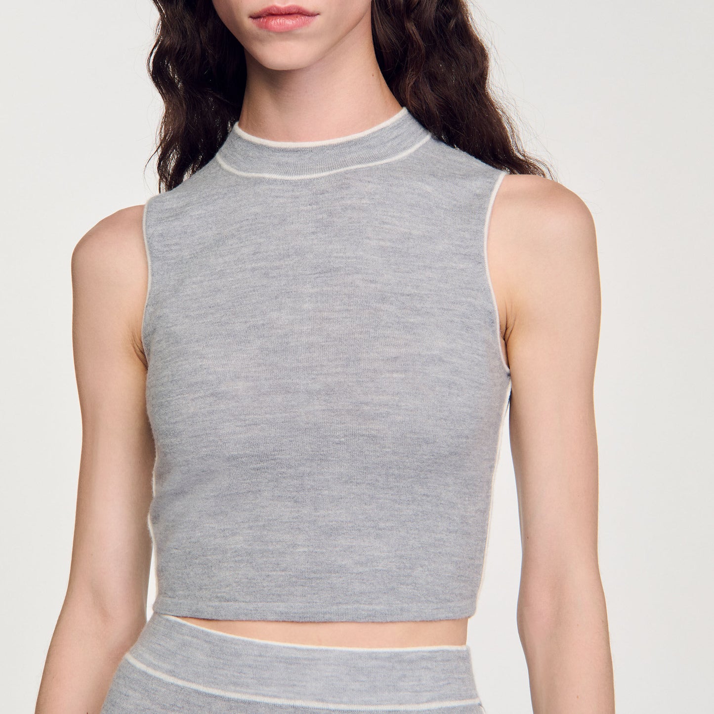 Sleeveless Knitted Crop Top Grey