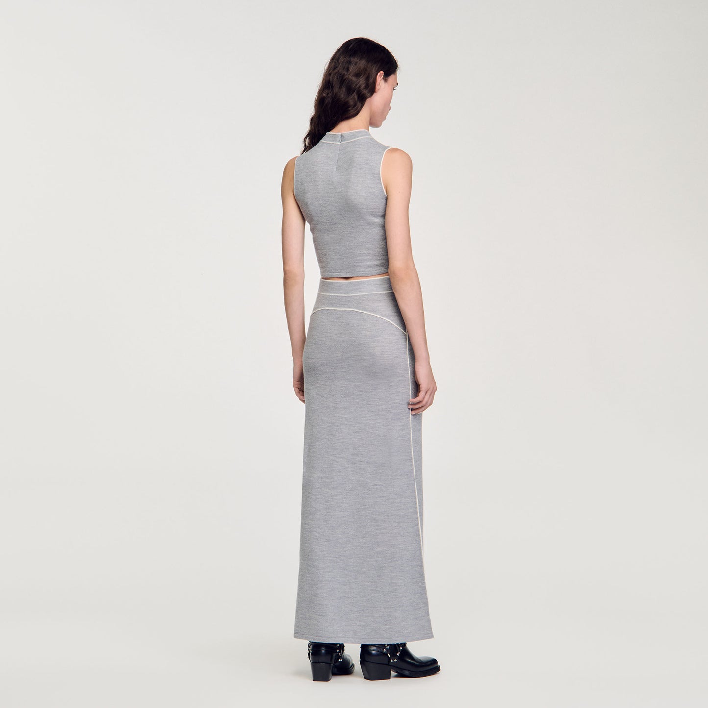 Sleeveless Knitted Crop Top Grey