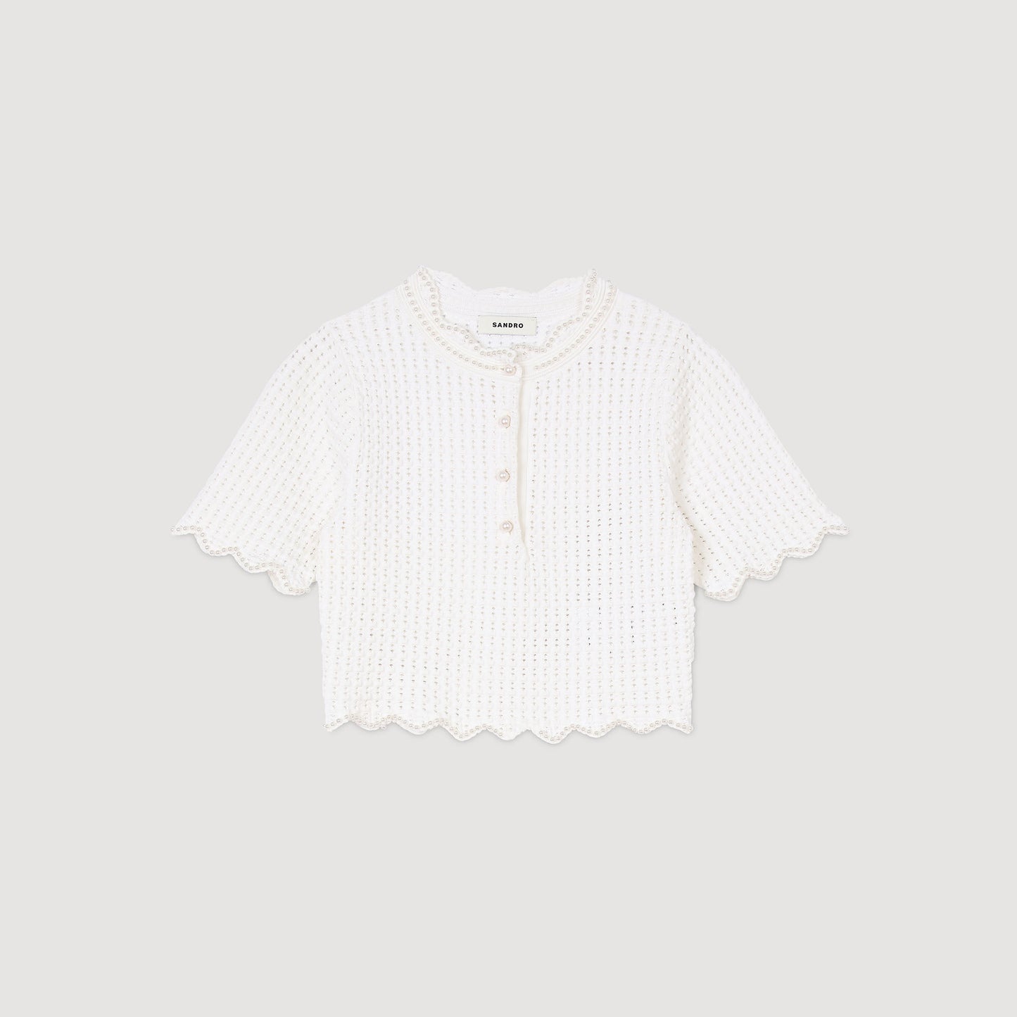 Roxelane Pearl Beaded Knit Jumper White