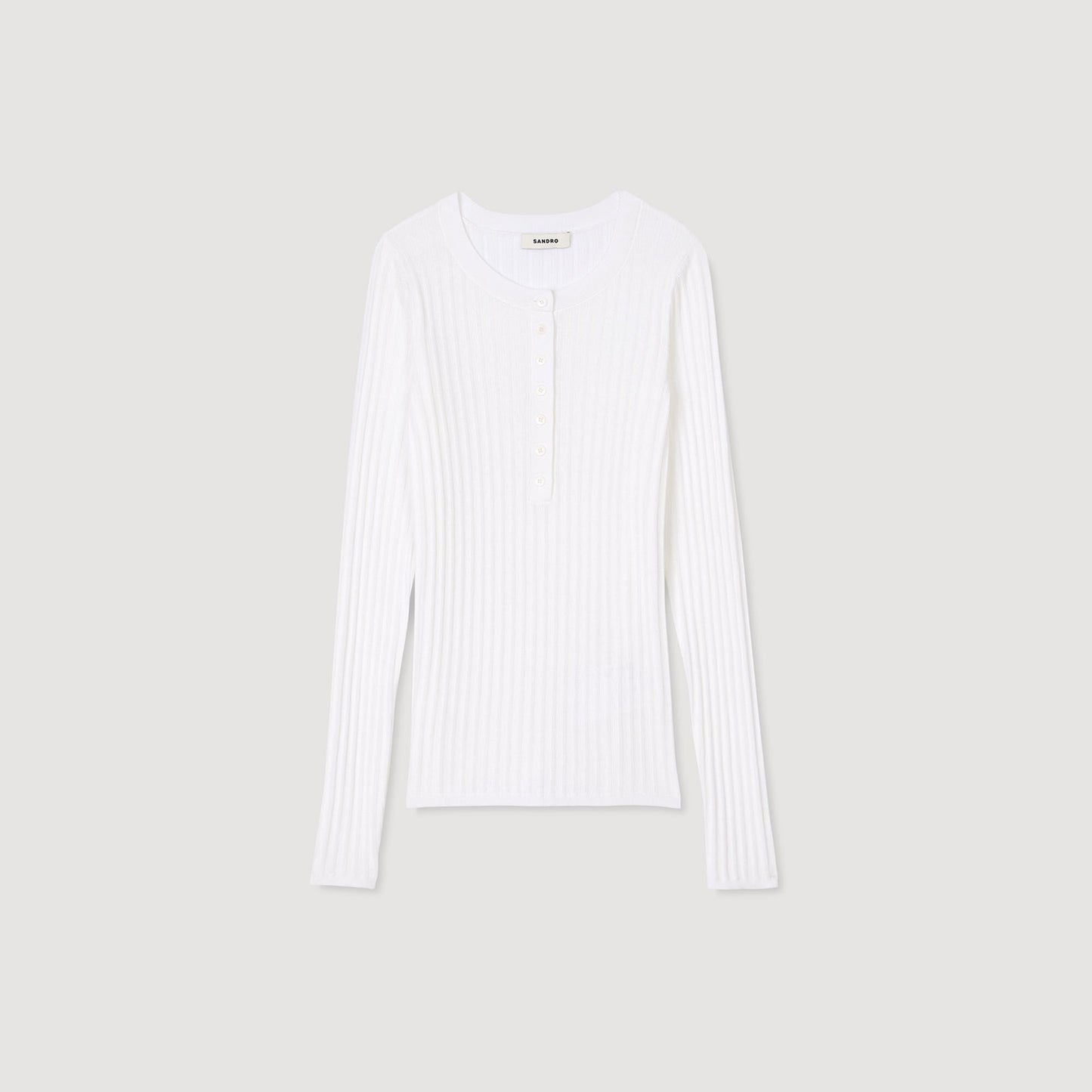 Ribbed Jumper With Tunisian Collar White