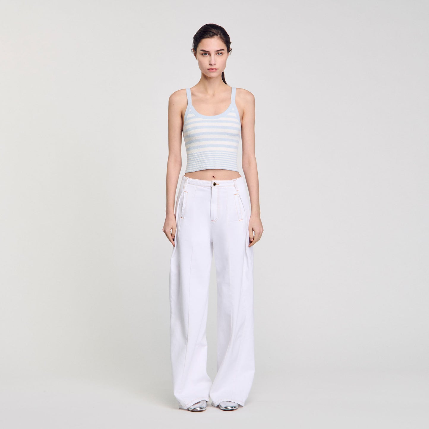 Bordeaux Knit Vest Top Sky Blue