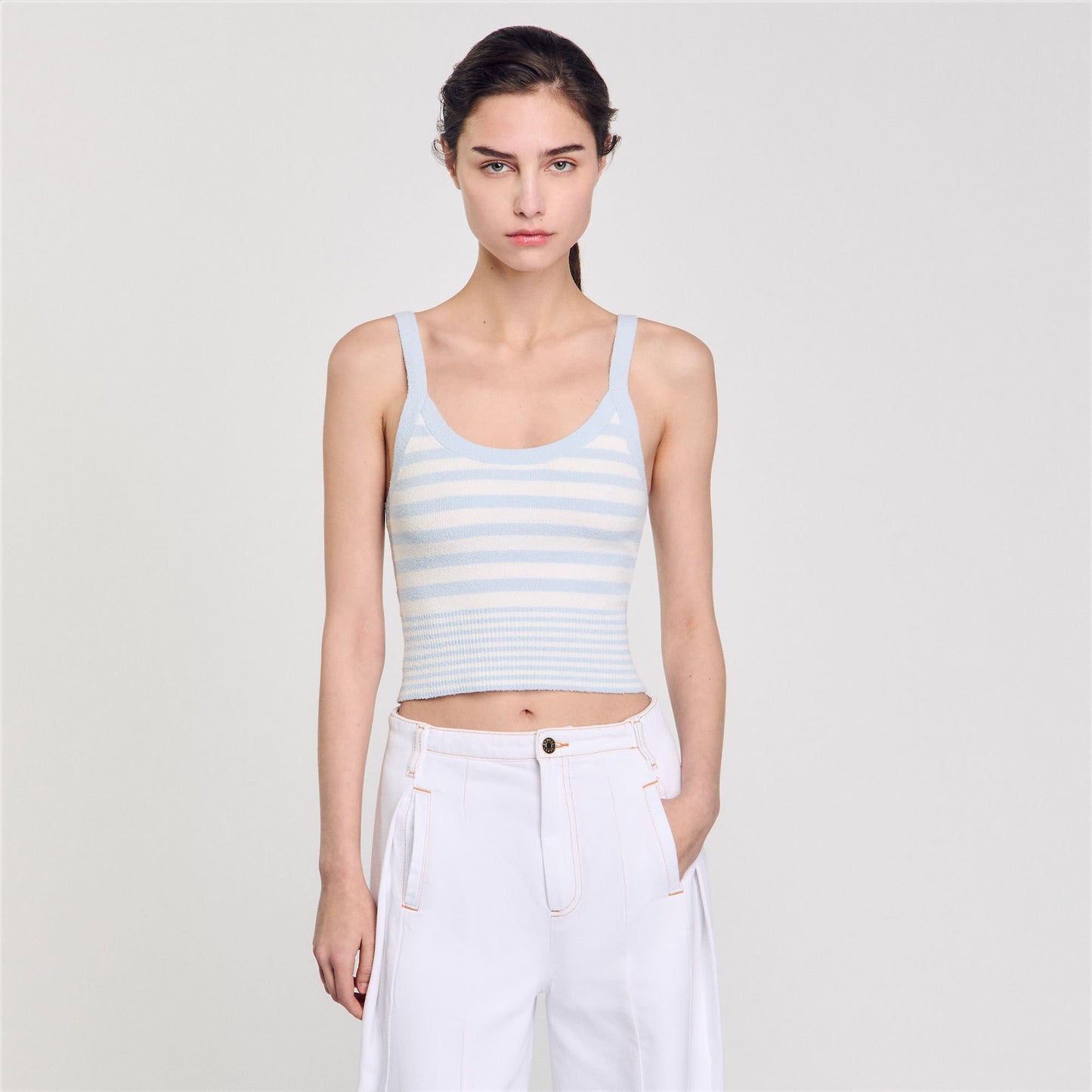 Bordeaux Knit Vest Top Sky Blue