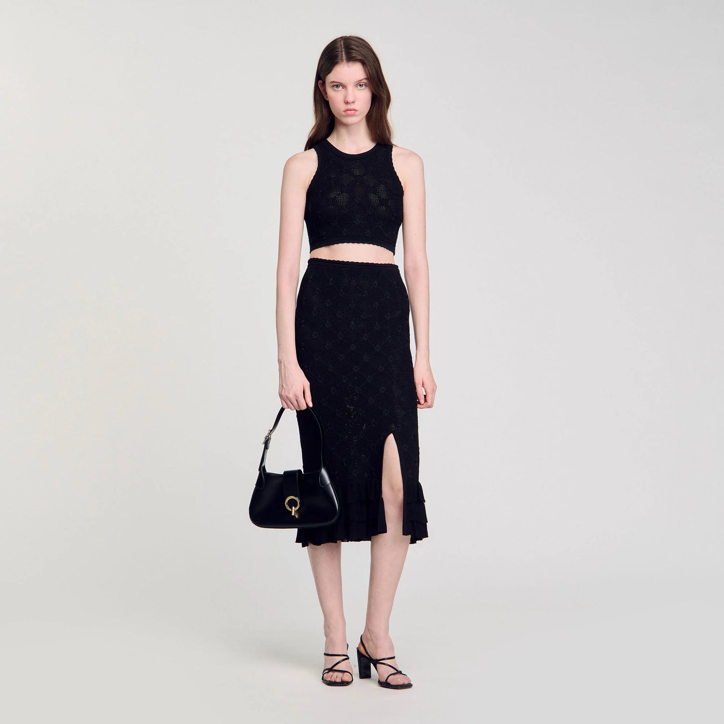 Alerio Decorative Knit Top Black
