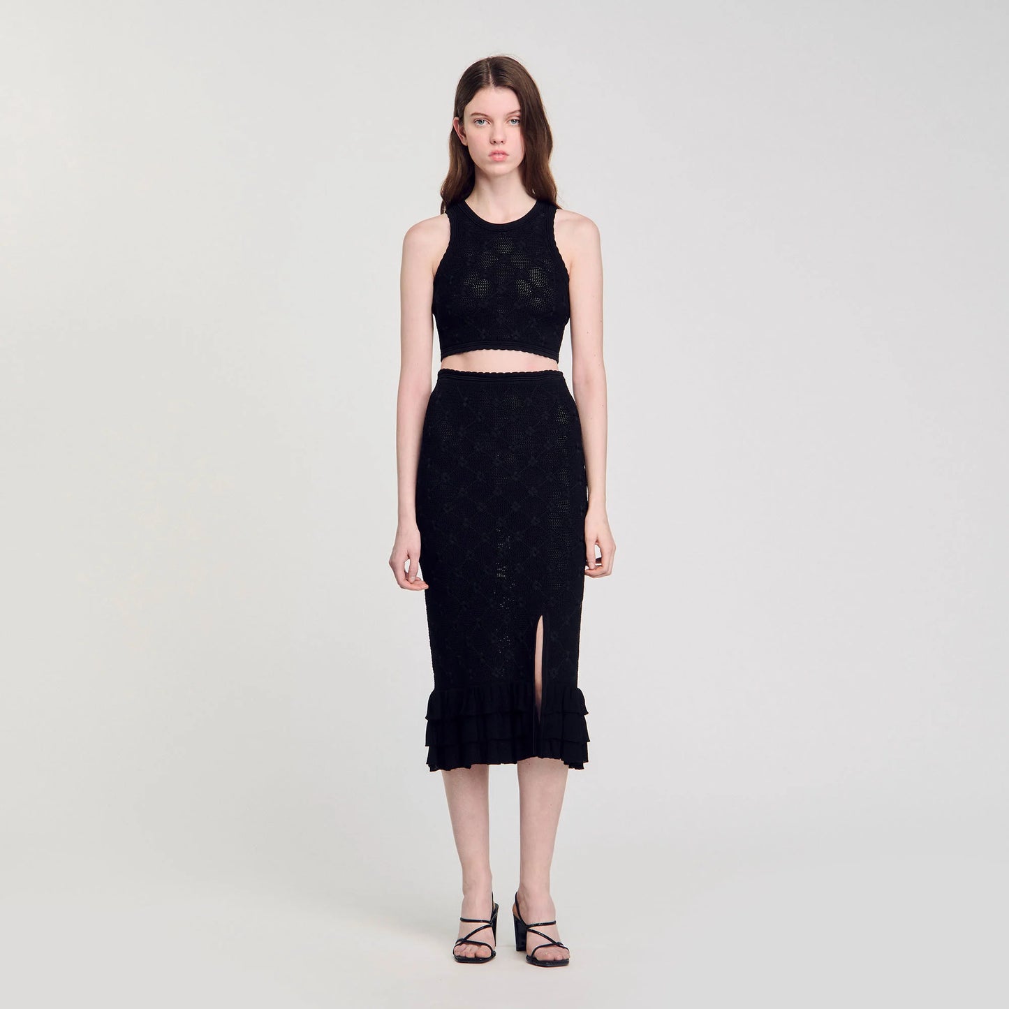 Alerio Decorative Knit Top Black