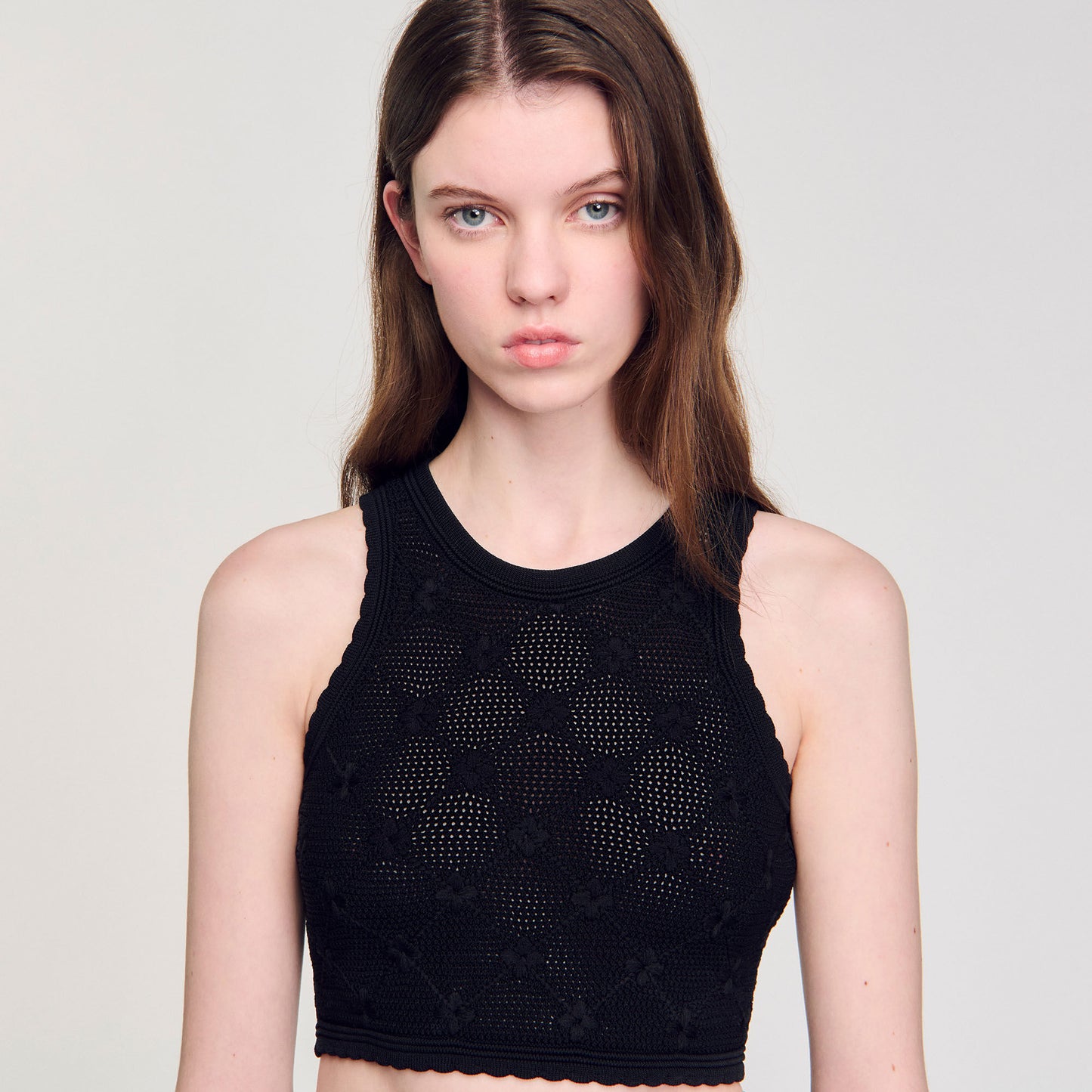 Alerio Decorative Knit Top Black