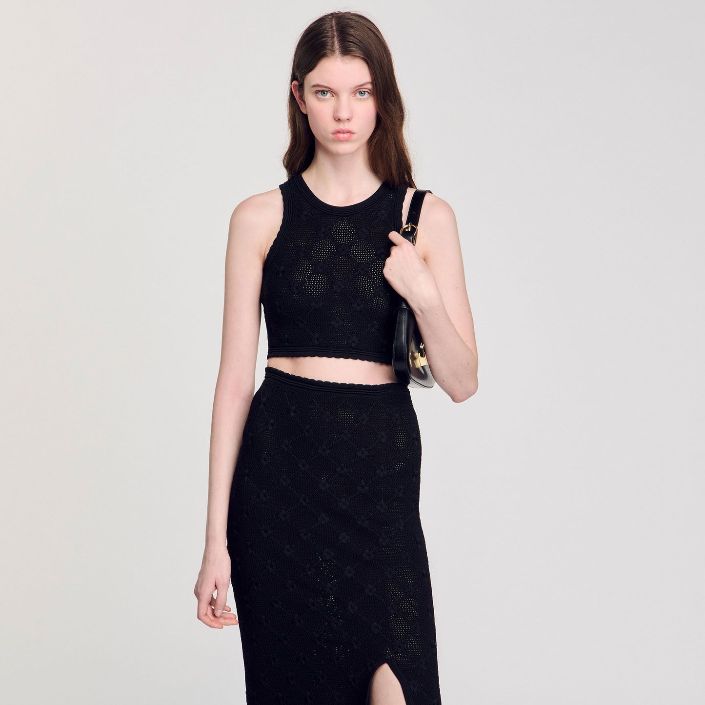 Alerio Decorative Knit Top Black