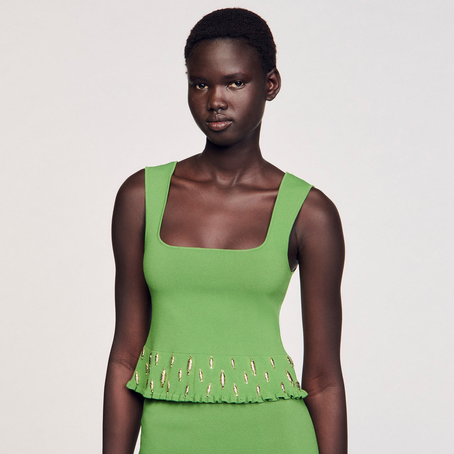 Sautie Knit Top With Charms Green