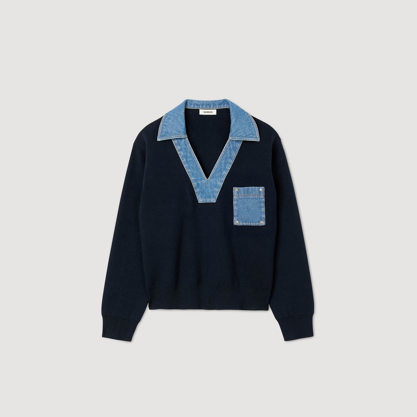 Madere Jumper With Denim Details Navy Blue