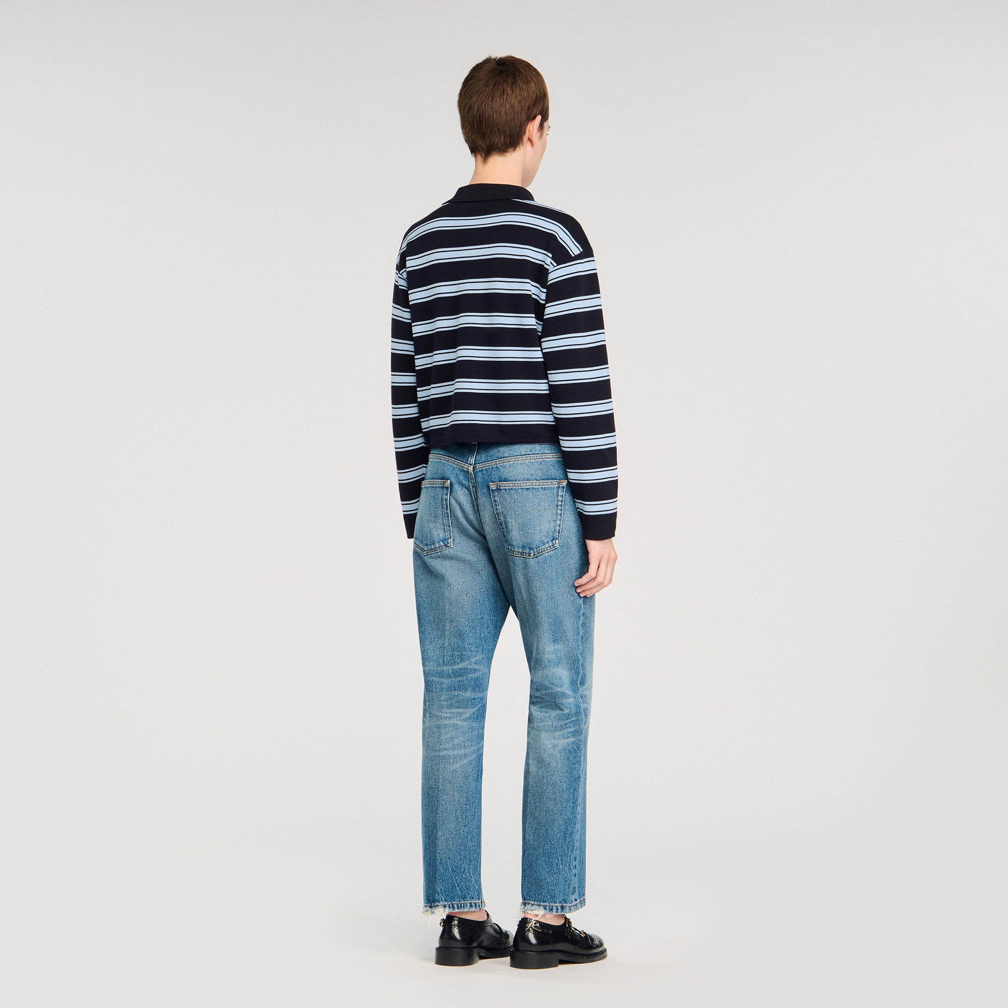 Stanislas Striped Polo Jumper Navy Blue