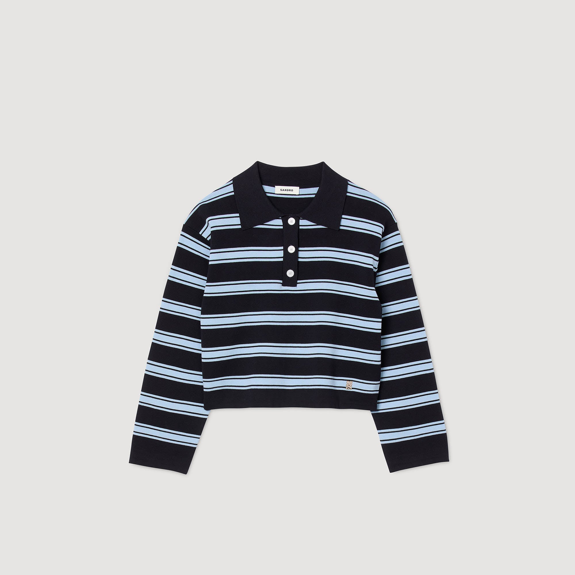 Stanislas Striped Polo Jumper Navy Blue