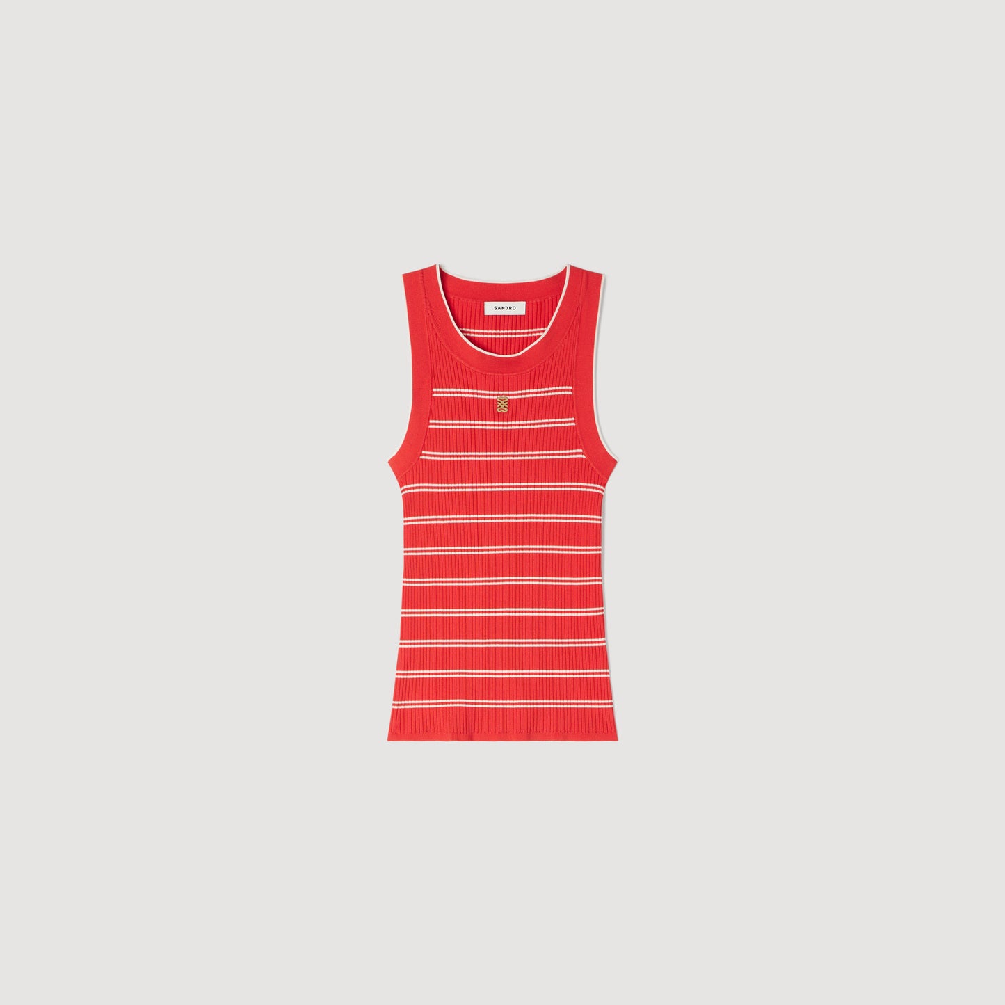 Poema Striped Ribbed Vest Top Red