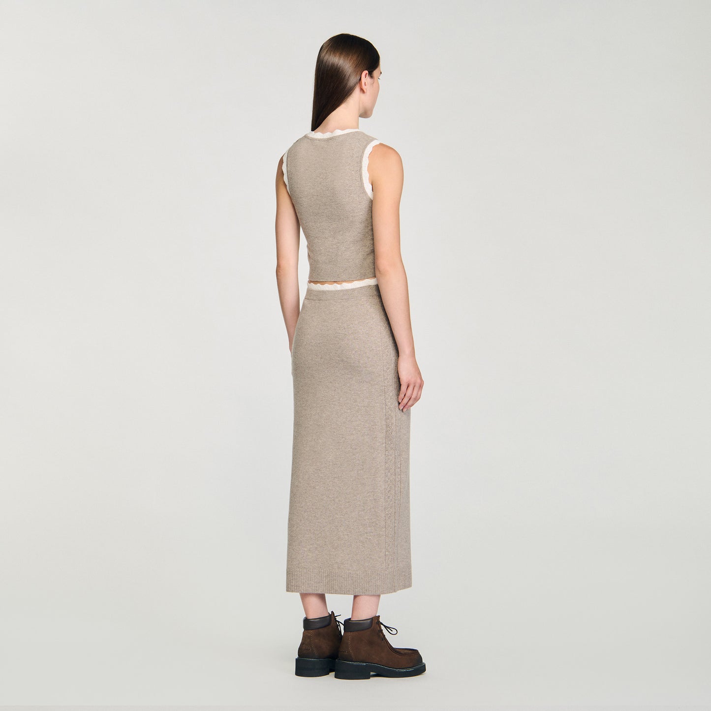 Eleo High-Neck Knit Jumper Taupe
